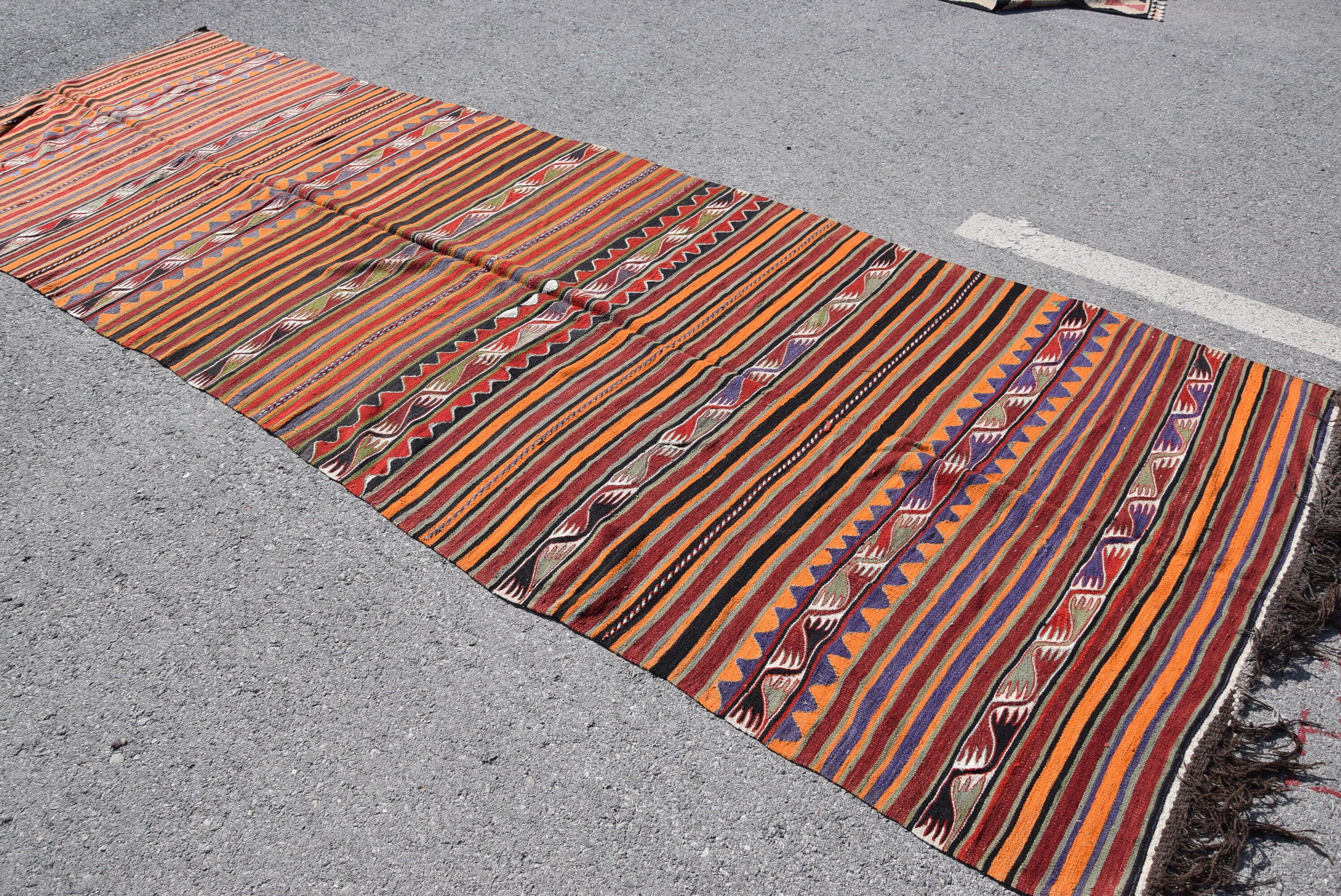 Oryantal Halı, Kilim, 4.5x13.2 ft Yolluk Halısı, Merdiven Halısı, Kırmızı Oushak Halısı, Türk Halıları, Vintage Halılar, Düğün Halısı, Fas Halıları, Koridor Halısı