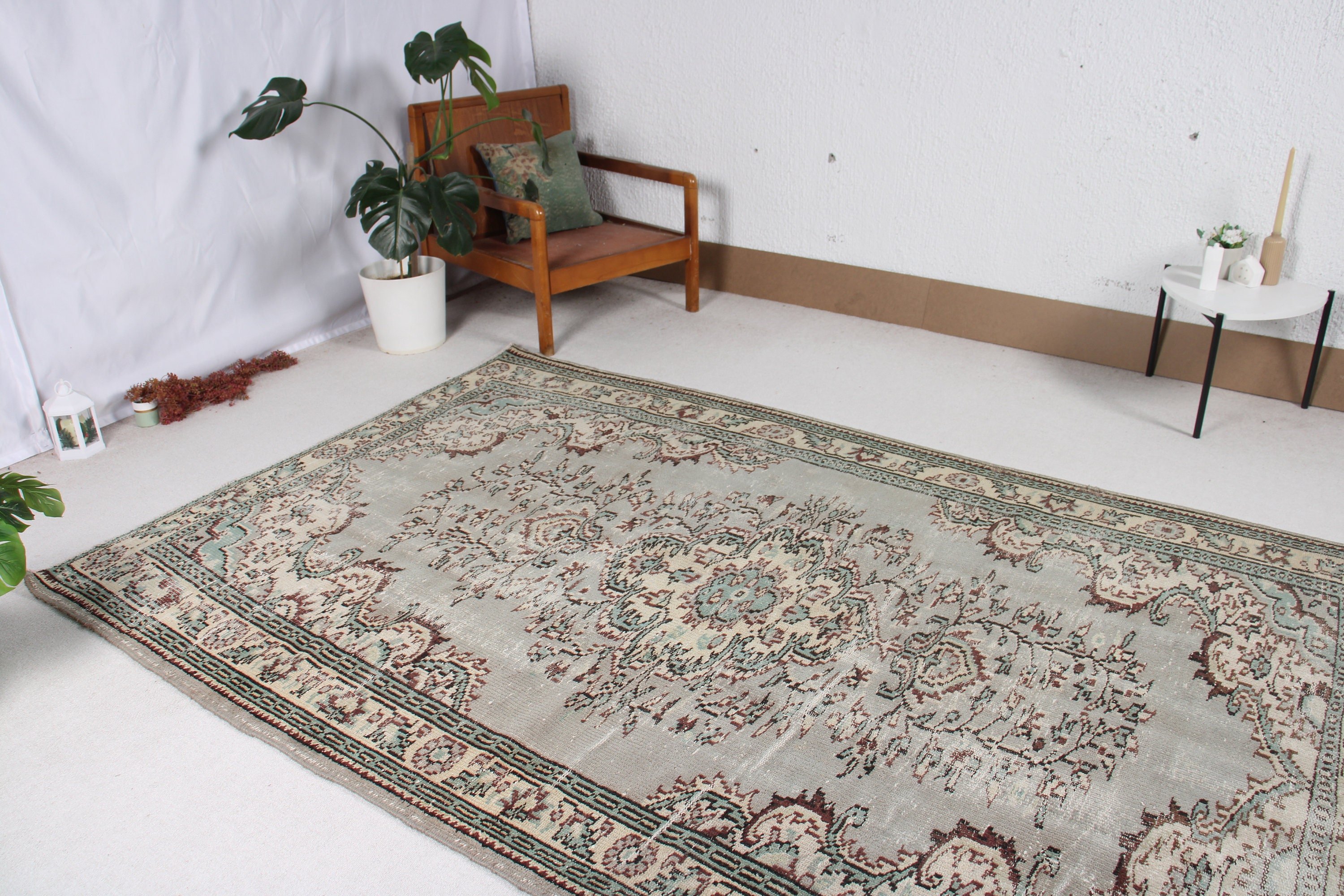 Oryantal Halı, Türk Halıları, Vintage Halı, Yatak Odası Halısı, Salon Halıları, Modern Halılar, 5.7x8.6 ft Büyük Halılar, Gri Yatak Odası Halıları, Büyük Vintage Halı