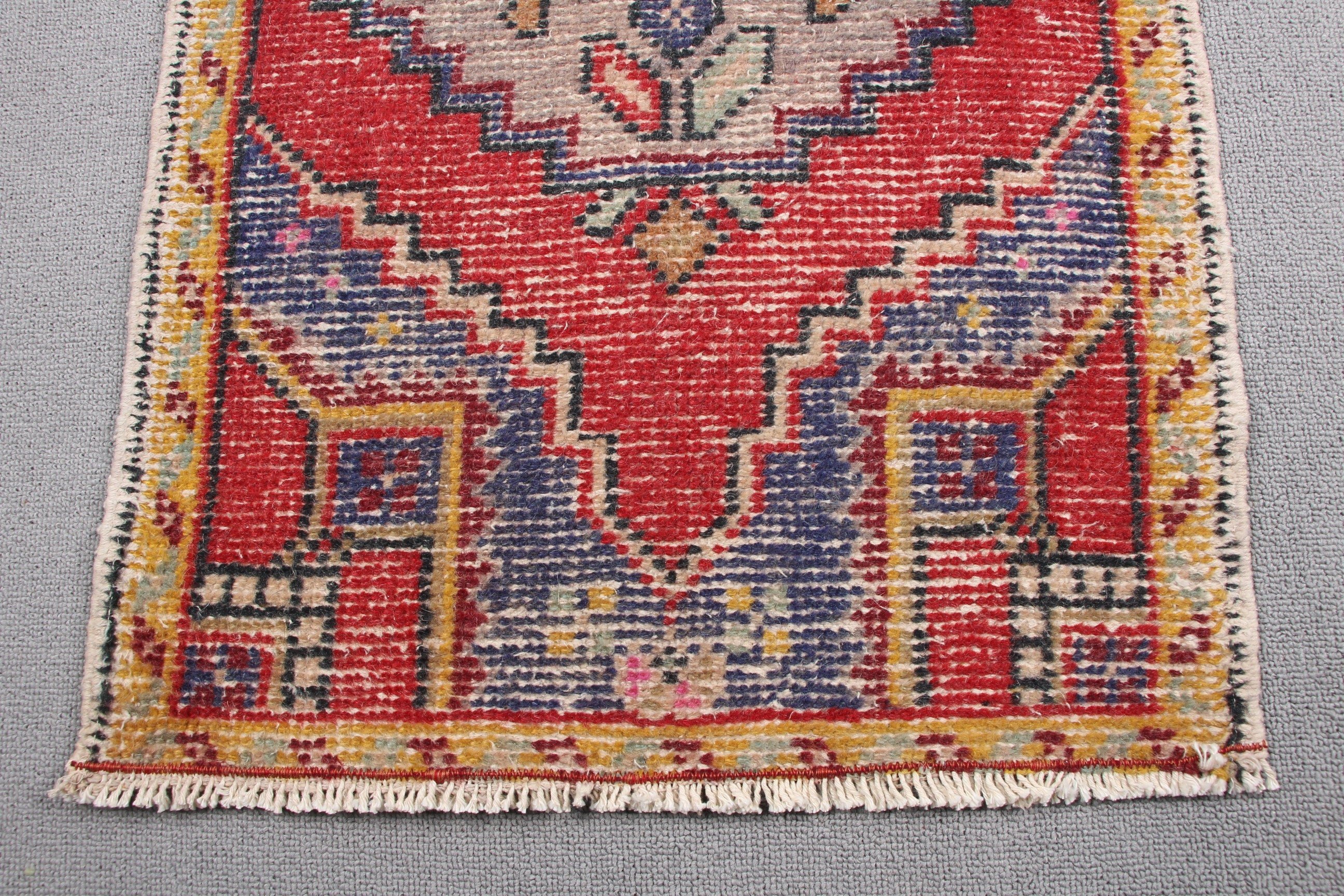 1.6x3 ft Küçük Halılar, Banyo Halısı, Paspas Halıları, Yatak Odası Halıları, Türk Halısı, Kırmızı Oushak Halısı, Yer Halısı, Sanat Halısı, Vintage Halı, Çocuk Halısı