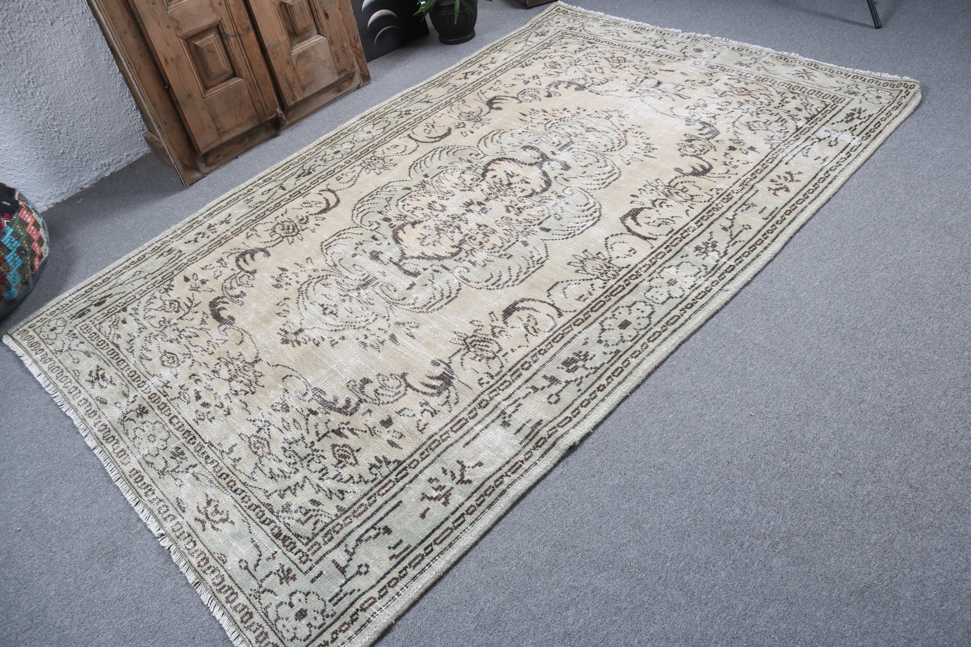 Türk Halısı, Büyük Vintage Halı, 5.3x8.3 ft Büyük Halı, Anadolu Halısı, Yeşil Ev Dekor Halısı, Vintage Halı, Lüks Halı, Yemek Odası Halıları