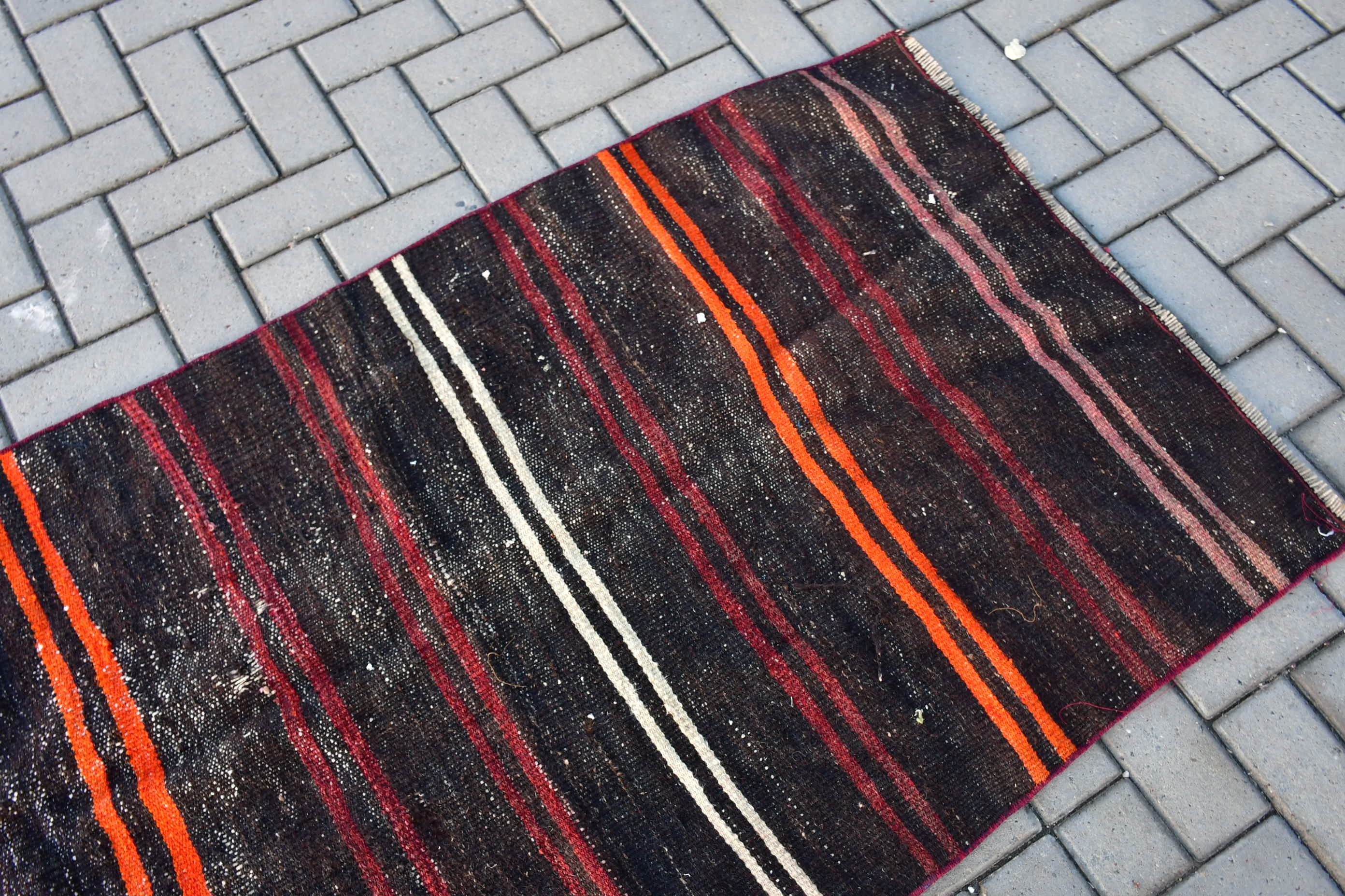 Kilim, Antika Halı, Vintage Halı, Kahverengi Yün Halılar, Giriş Halıları, Giriş Halısı, 3x5.7 ft Accent Halı, Türk Halısı, Göçebe Halısı, Mutfak Halıları