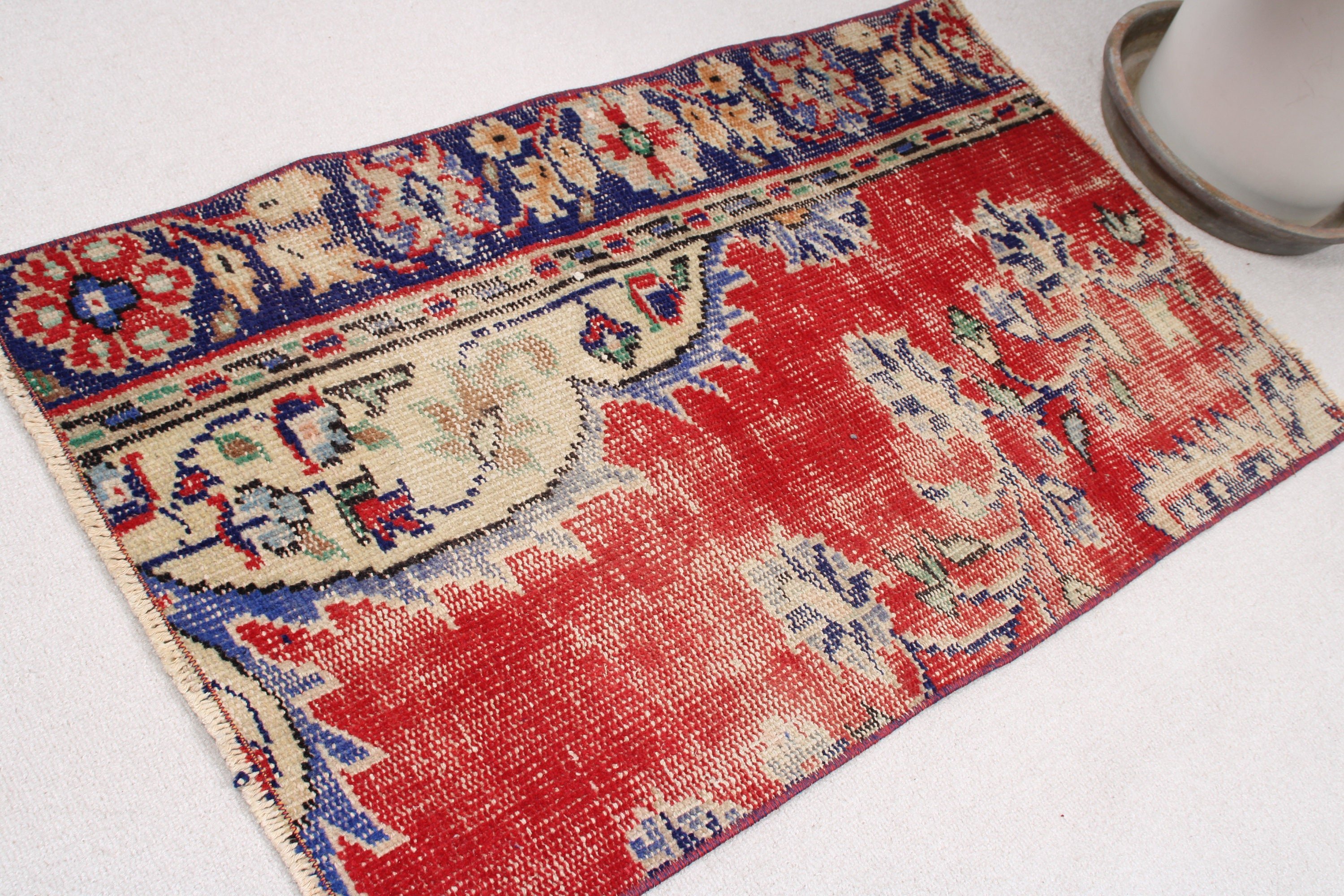 Car Mat Rugs, 1.9x3.2 ft Small Rugs, Vintage Rug, Turkish Rugs, Neutral Rugs, Red Oushak Rugs, Rugs for Bath, Bath Rug