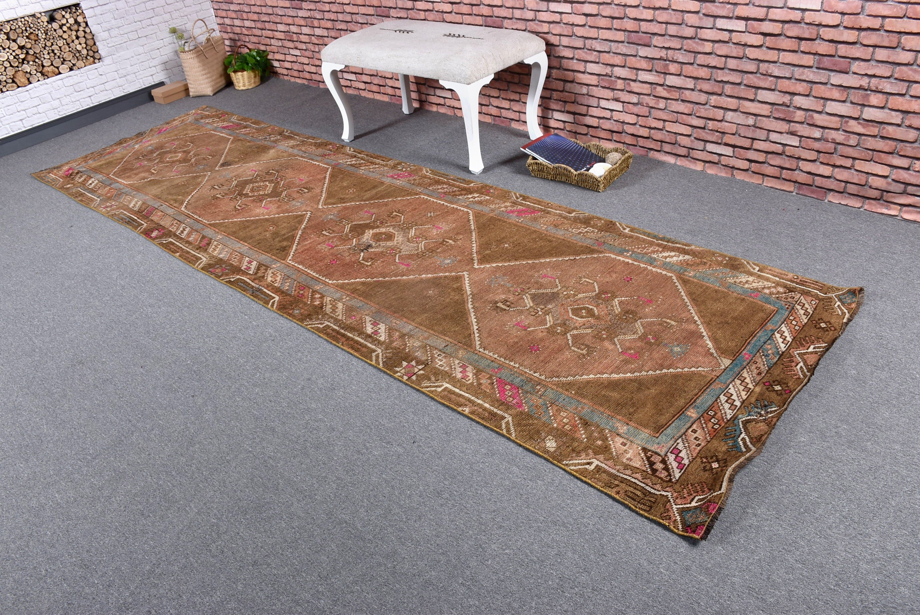 Türk Halıları, Beni Ourain Runner Halıları, 3.4x12 ft Runner Halıları, Bronz Ev Dekorasyonu Halıları, Boho Halıları, Düz Dokuma Halıları, Oryantal Halı, Vintage Halılar