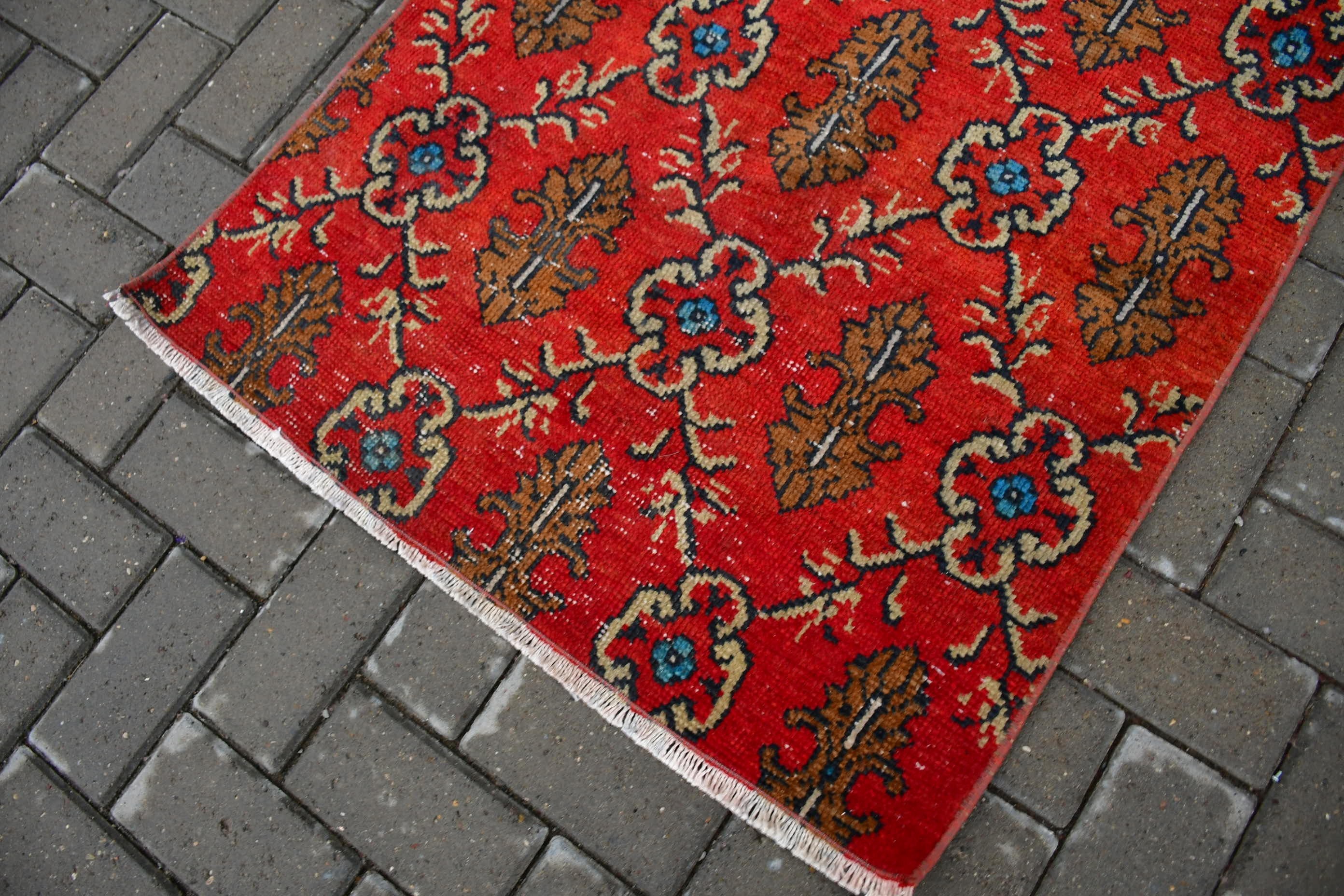 2.7x3.6 ft Small Rug, Red Oriental Rugs, Oriental Rug, Nursery Rugs, Vintage Rug, Entry Rug, Turkish Rugs, Rugs for Door Mat