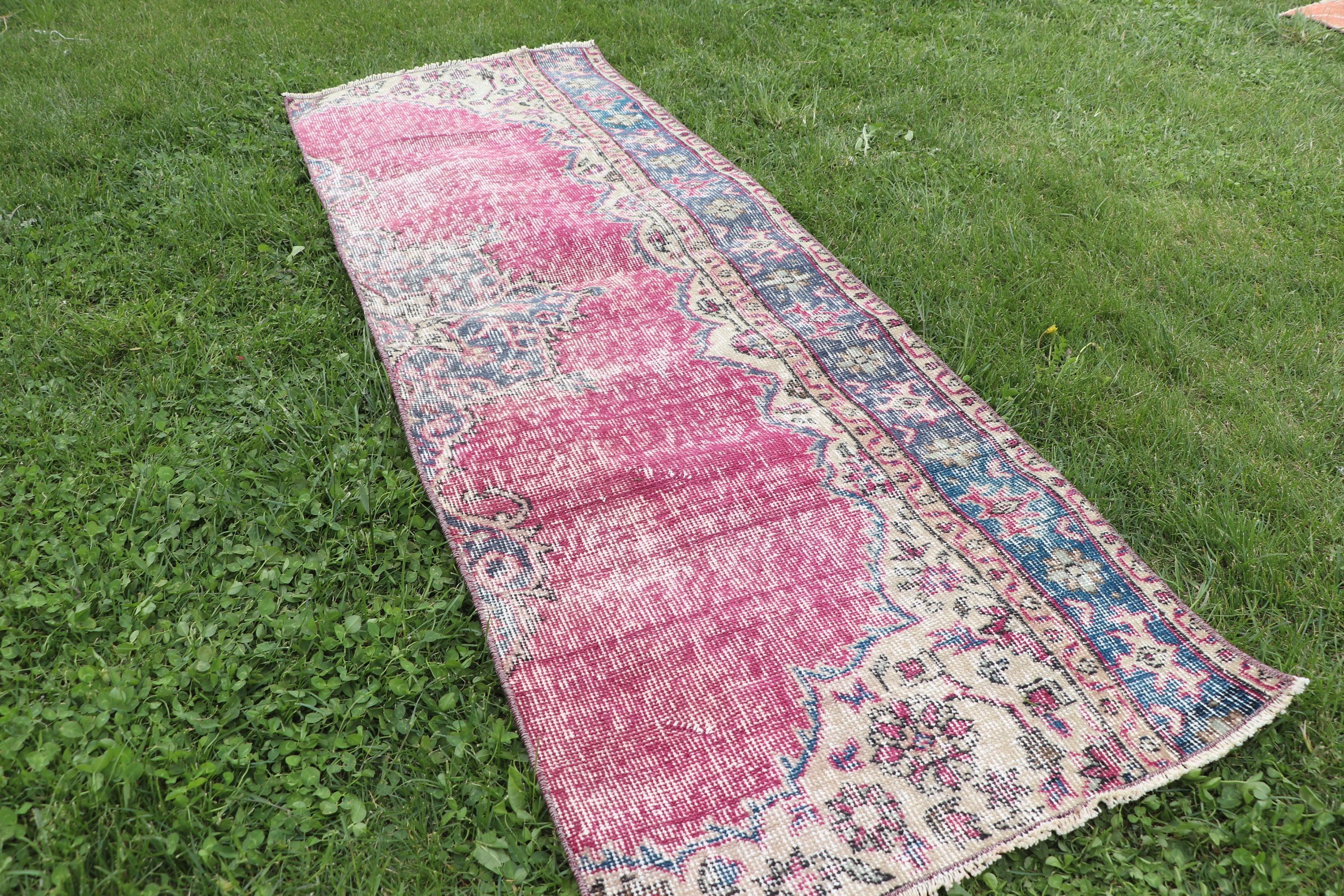 Turkish Rug, 1.9x5.4 ft Runner Rugs, Vintage Rugs, Rugs for Kitchen, Pink Boho Rugs, Wool Rugs, Beni Ourain Runner Rugs, Moroccan Rugs