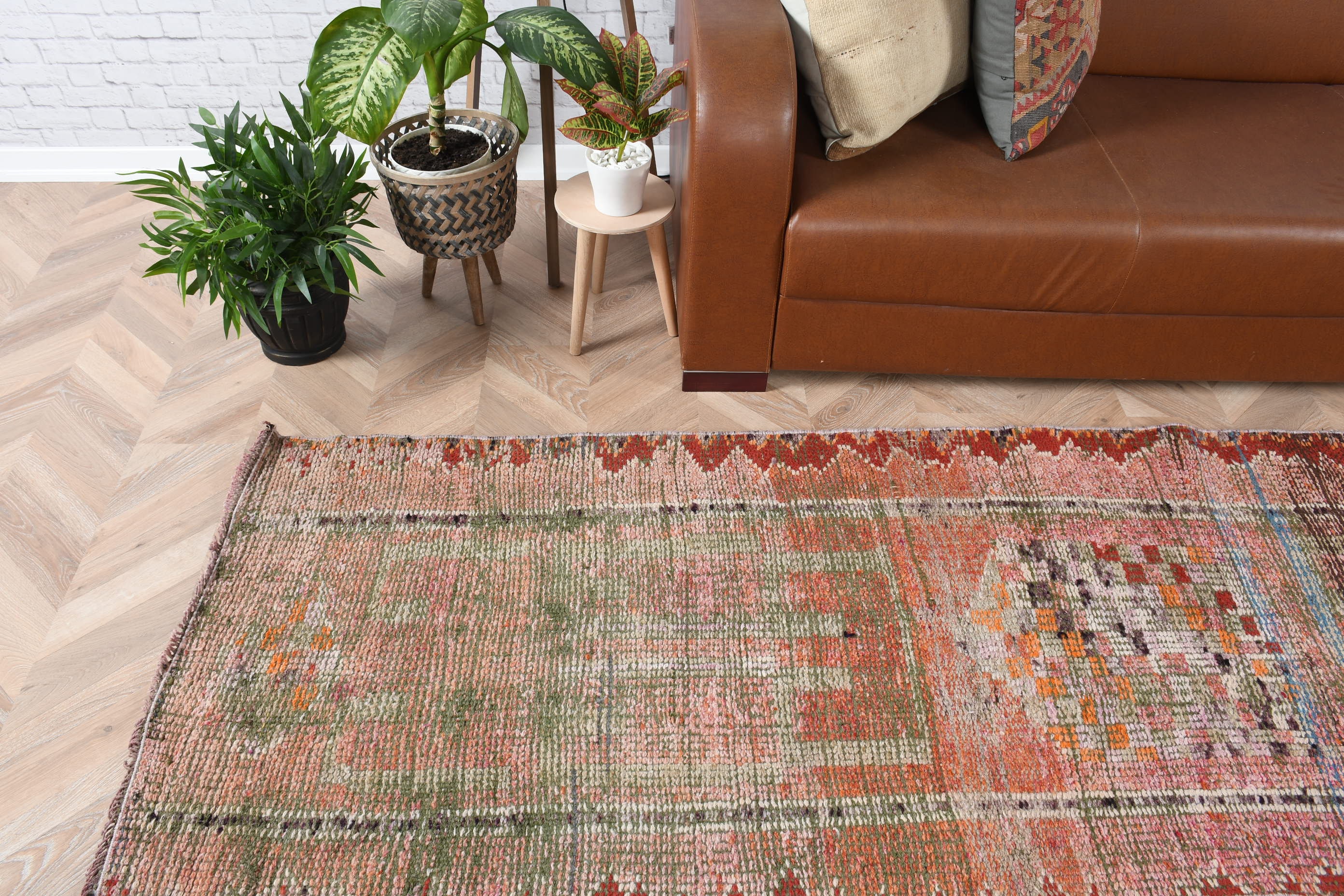 Moroccan Rugs, Pink Cool Rug, 2.7x10.5 ft Runner Rugs, Vintage Rug, Kitchen Rug, Turkish Rug, Stair Rug, Rugs for Stair, Bohemian Rugs