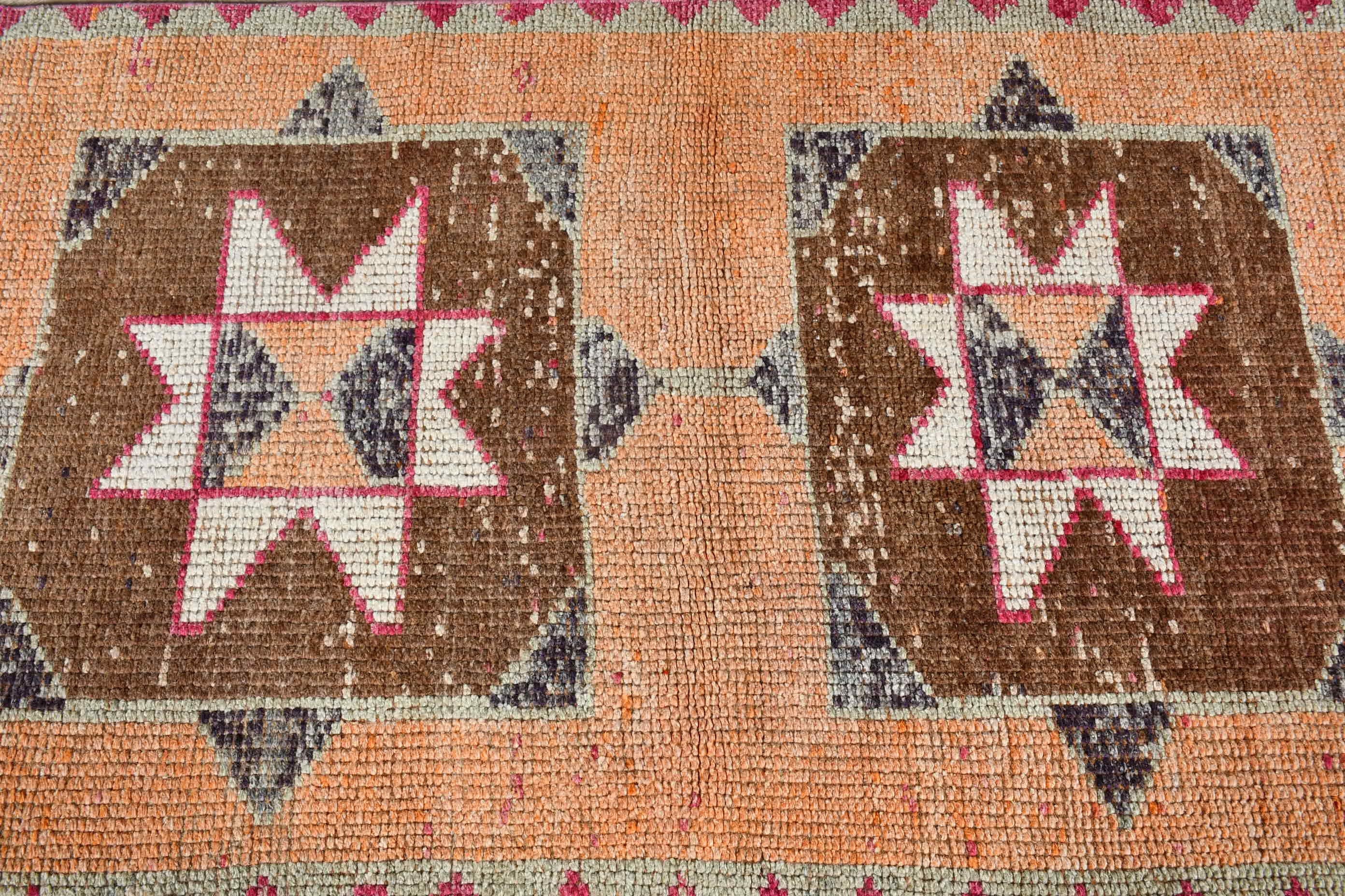 Stair Rugs, Oriental Rugs, Rugs for Corridor, Vintage Rugs, Turkish Rugs, 3x10.7 ft Runner Rug, Orange Cool Rug, Floor Rug, Hallway Rug