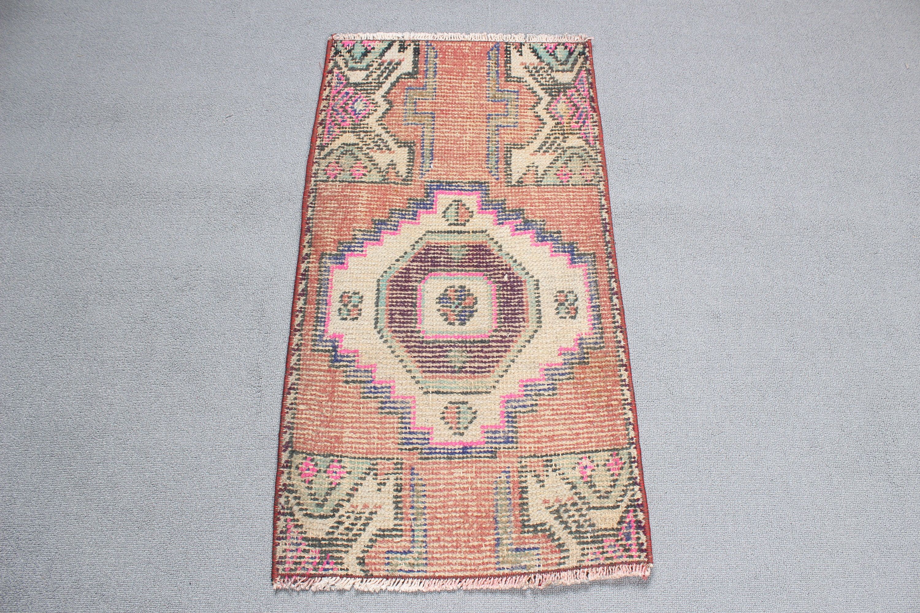 Havalı Halılar, Banyo Halısı, El Yapımı Banyo Paspası Halıları, Türk Halıları, Kırmızı Lüks Halılar, Vintage Halılar, Geometrik Halılar, 1.4x2.7 ft Küçük Halı, Çocuk Halısı