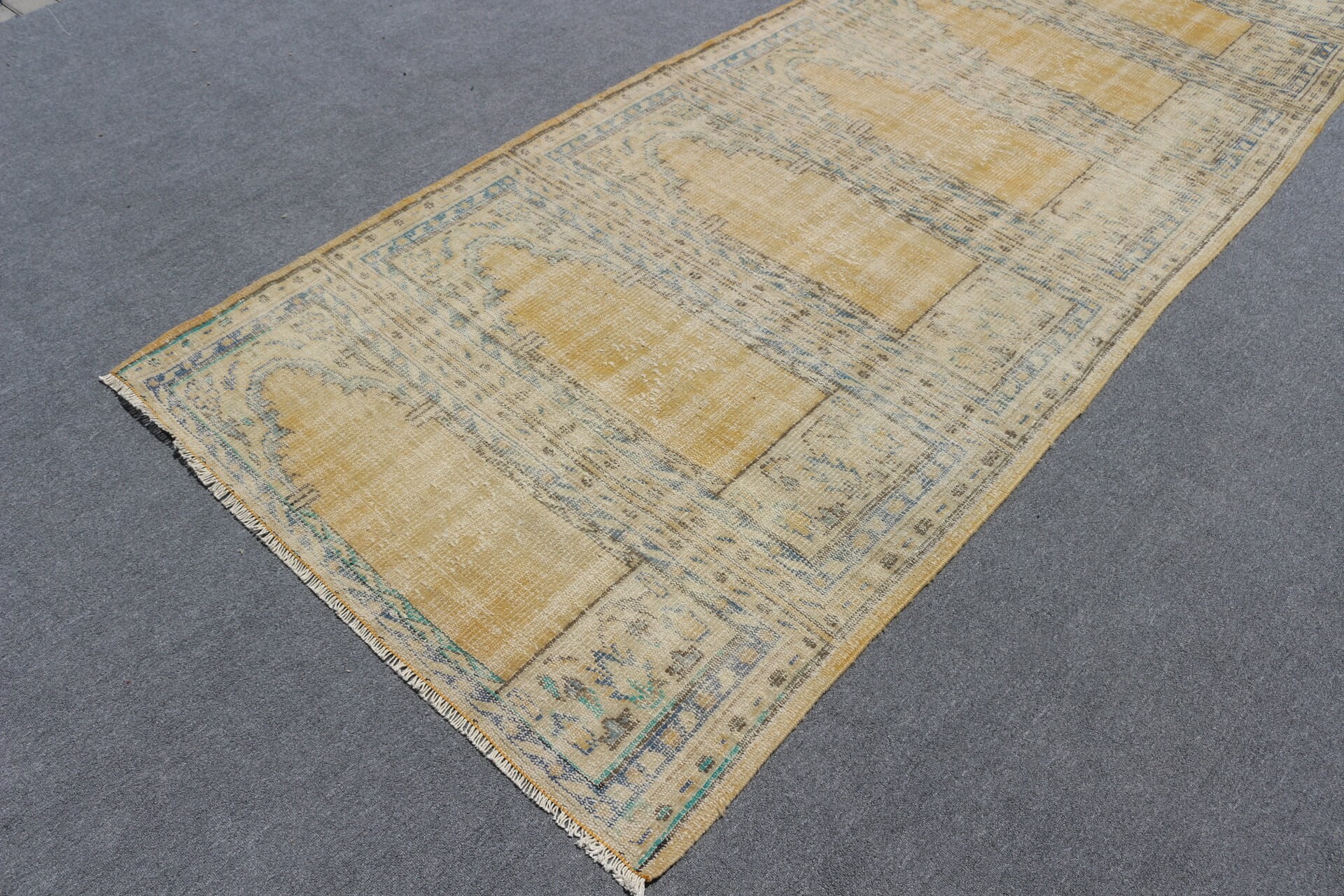 Corridor Rugs, Orange Wool Rug, 4x15.7 ft Runner Rugs, Vintage Rug, Kitchen Rugs, Turkish Rug, Bedroom Rug, Rugs for Runner, Muted Rug