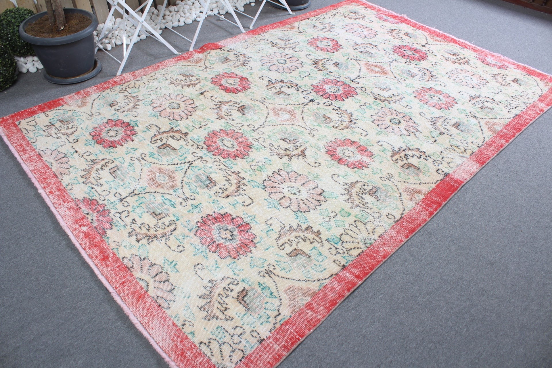 6x9.1 ft Large Rug, Cool Rug, Vintage Rug, Floor Rug, Living Room Rug, Dining Room Rugs, Turkish Rug, Beige Floor Rug, Vintage Decor Rug