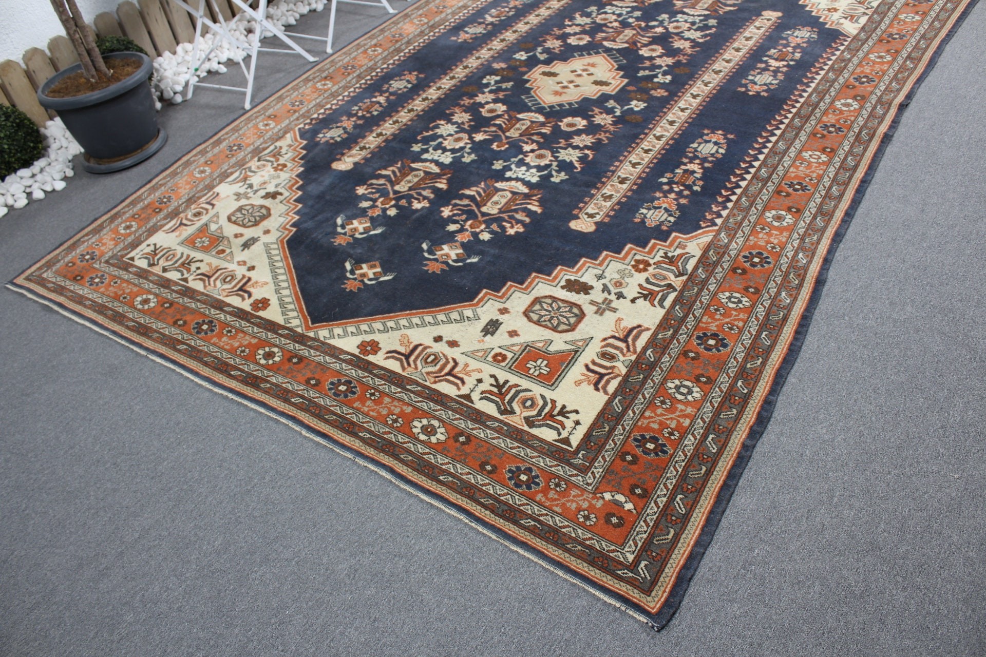 Salon Halıları, Türk Halısı, Mavi Fas Halısı, Havalı Halı, Düğün Halısı, Vintage Halı, Ev Dekor Halısı, Yemek Odası Halısı, 7.2x11.2 ft Büyük Boy Halılar