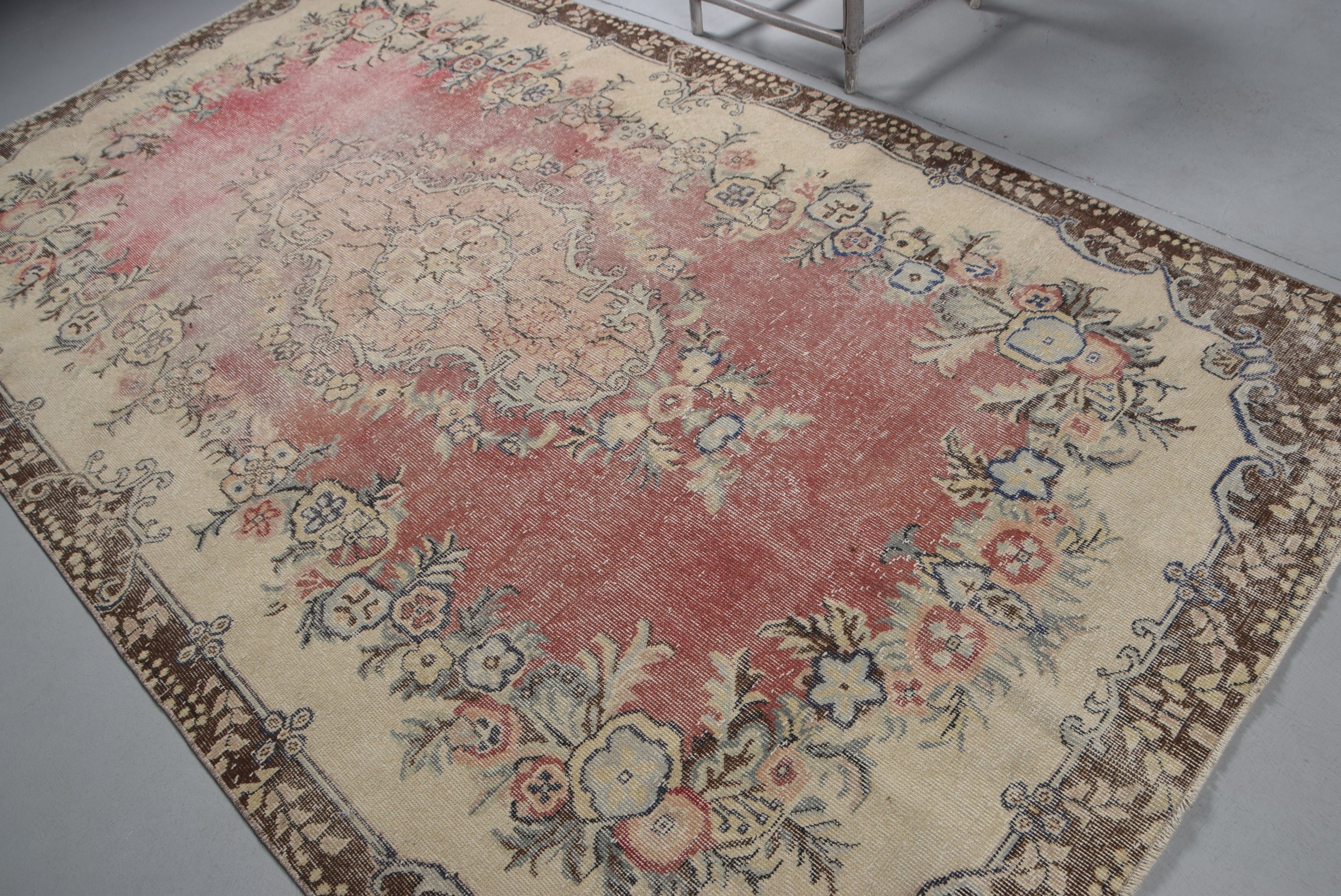 5.8x10.1 ft Large Rug, Vintage Rug, Bedroom Rug, Wool Rug, Rugs for Salon, Dining Room Rug, Turkish Rugs, Beige Oriental Rug