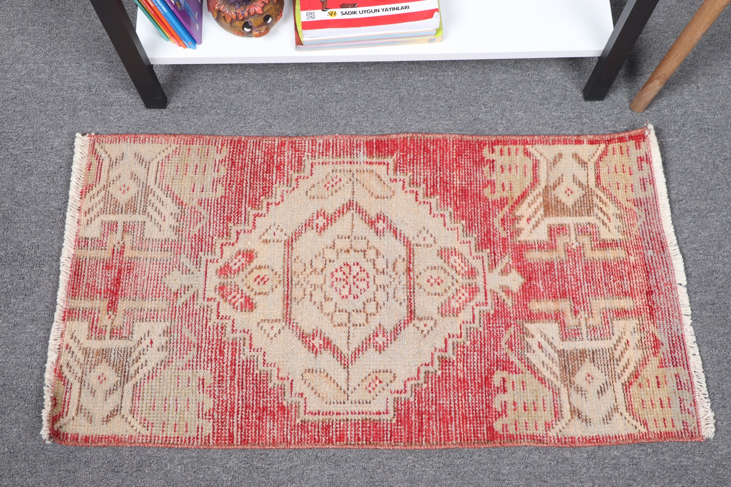 Red Home Decor Rugs, 1.5x2.8 ft Small Rugs, Anatolian Rugs, Oushak Rug, Vintage Rugs, Bedroom Rug, Wall Hanging Rugs, Old Rug, Turkish Rugs