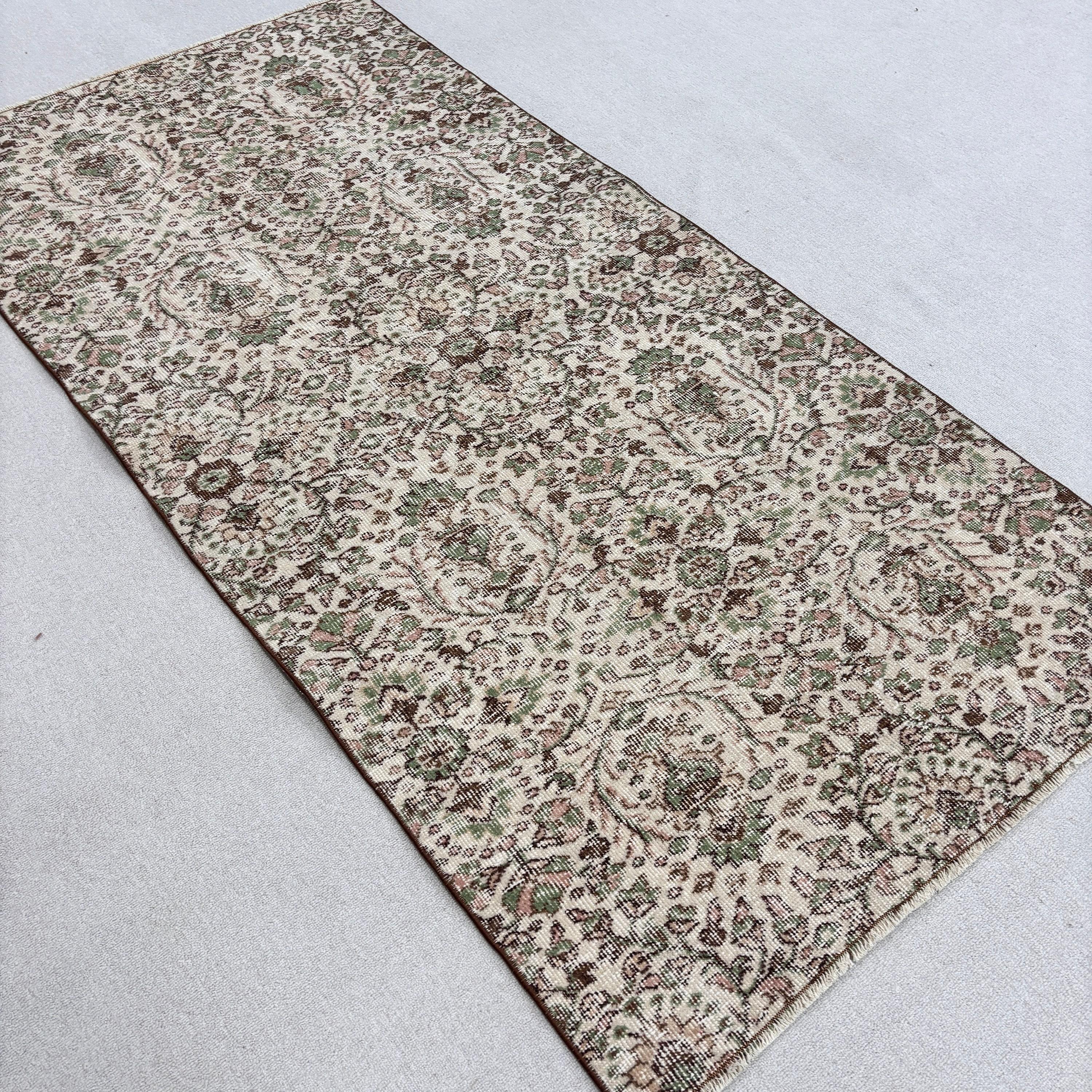 Mutfak Halıları, Vintage Halılar, Türk Halıları, El Dokuma Halı, 3,5x7,2 ft Alan Halıları, Boho Alan Halısı, Lüks Halı, Yün Halılar, Kahverengi Antika Halılar