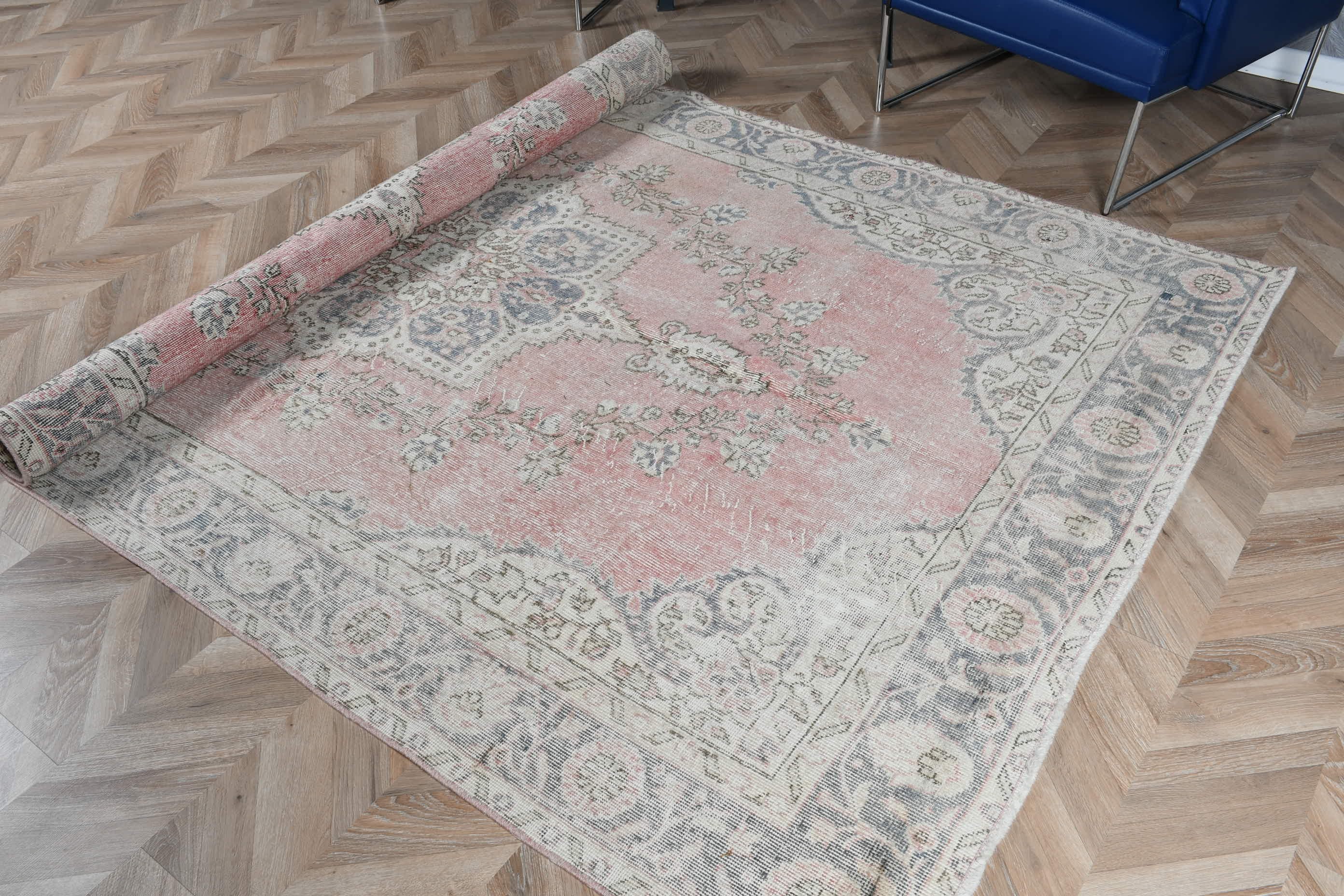 Türk Halısı, 5.9x9.4 ft Büyük Halı, Anadolu Halısı, Yemek Odası Halıları, Yatak Odası Halısı, Pembe Soğuk Halı, Salon Halıları, Vintage Halı