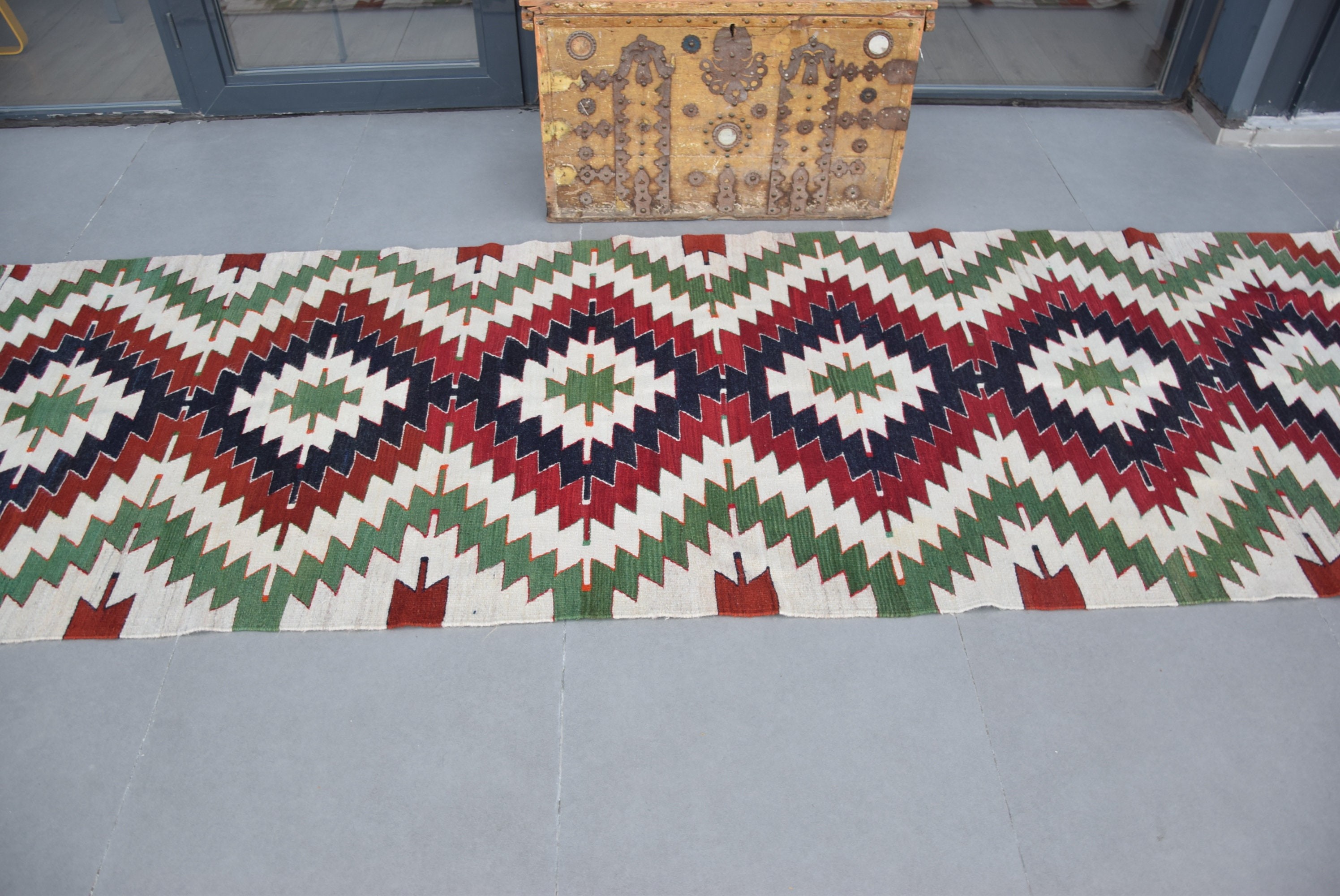 Vintage Rugs, 3.4x10.3 ft Runner Rugs, Red Wool Rugs, Hallway Rug, Kilim, Boho Rug, Turkish Rugs, Rugs for Hallway, Anatolian Rug, Cool Rug