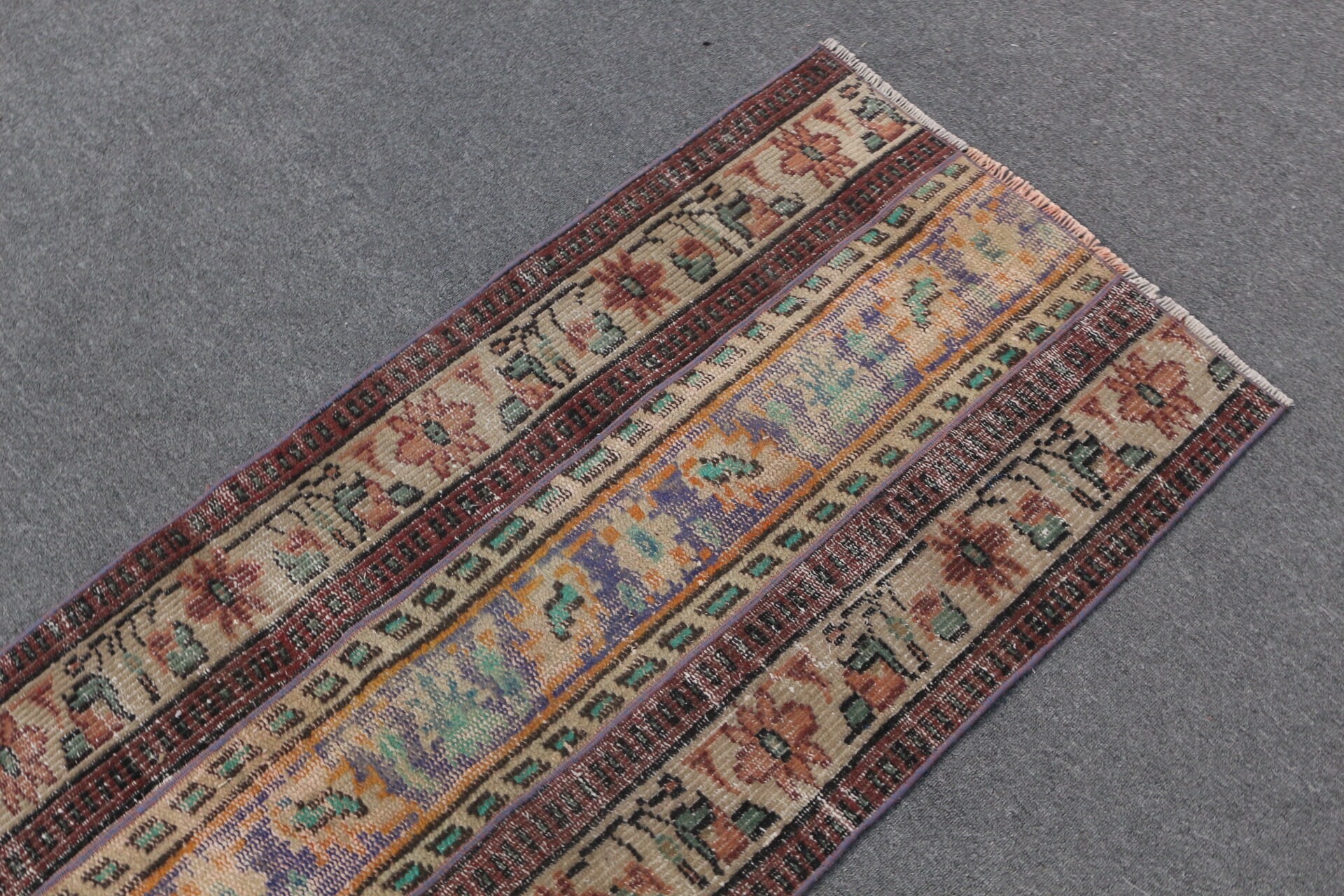 Vintage Rug, 2.1x5.5 ft Runner Rugs, Outdoor Rug, Anatolian Rug, Turkish Rug, Oriental Rug, Orange Bedroom Rug, Rugs for Stair, Hallway Rug