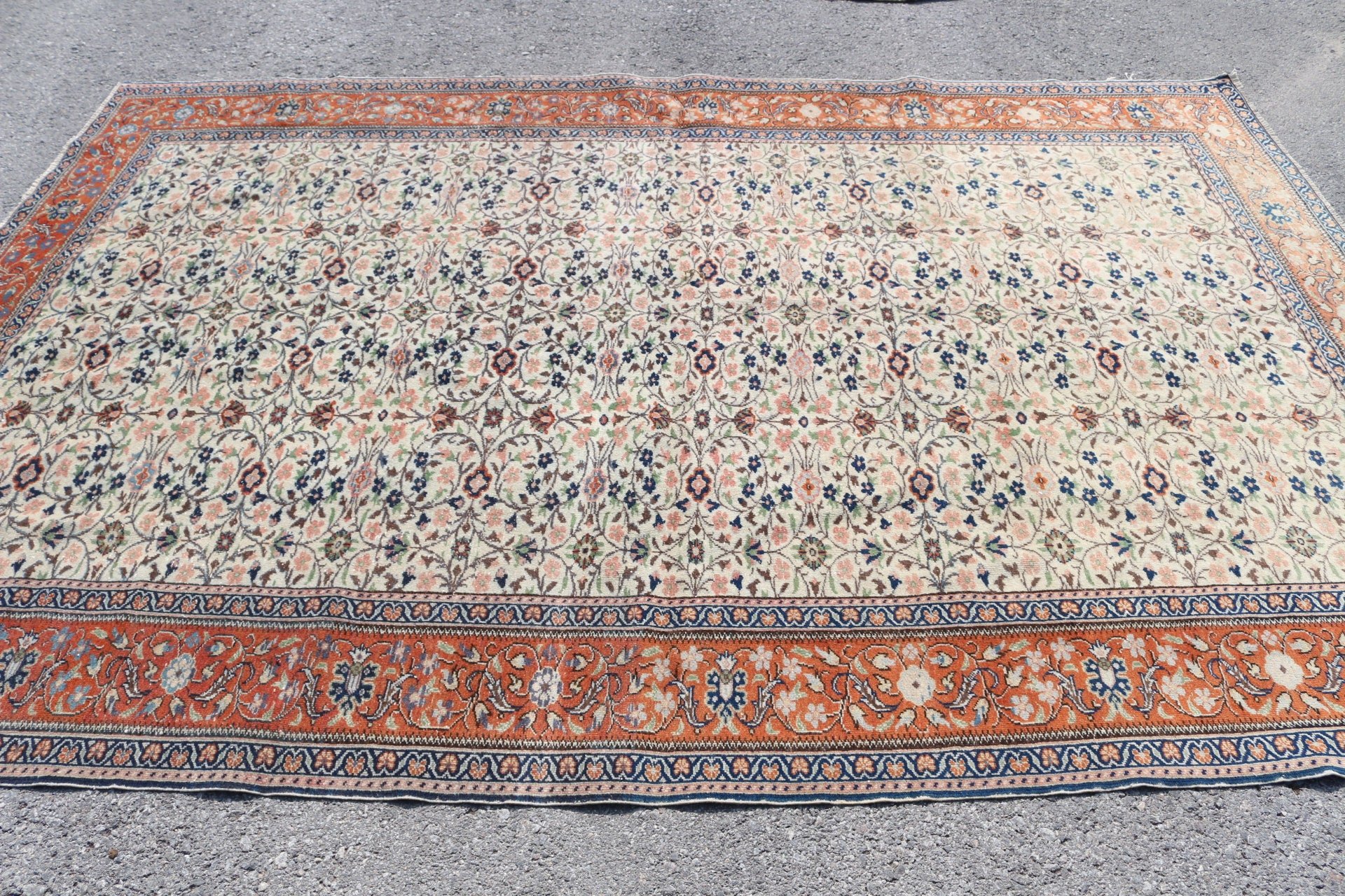 Antique Rugs, Vintage Rugs, Living Room Rug, Kitchen Rug, Orange Antique Rug, Salon Rugs, Turkish Rug, Floor Rug, 6.4x9.6 ft Large Rug