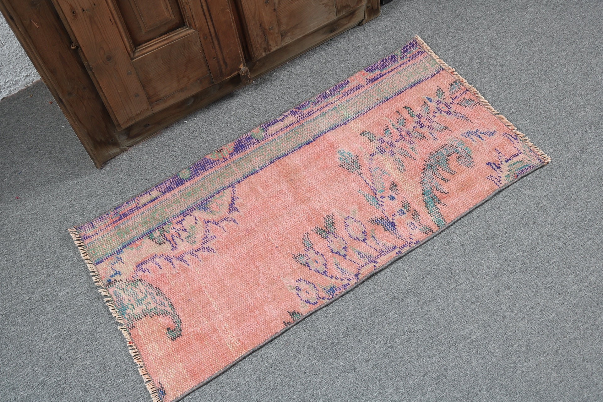 Antique Rug, Vintage Rug, Artistic Rug, Kitchen Rugs, Car Mat Rugs, Orange Antique Rugs, Small Area Rug, 1.6x3.2 ft Small Rugs, Turkish Rug