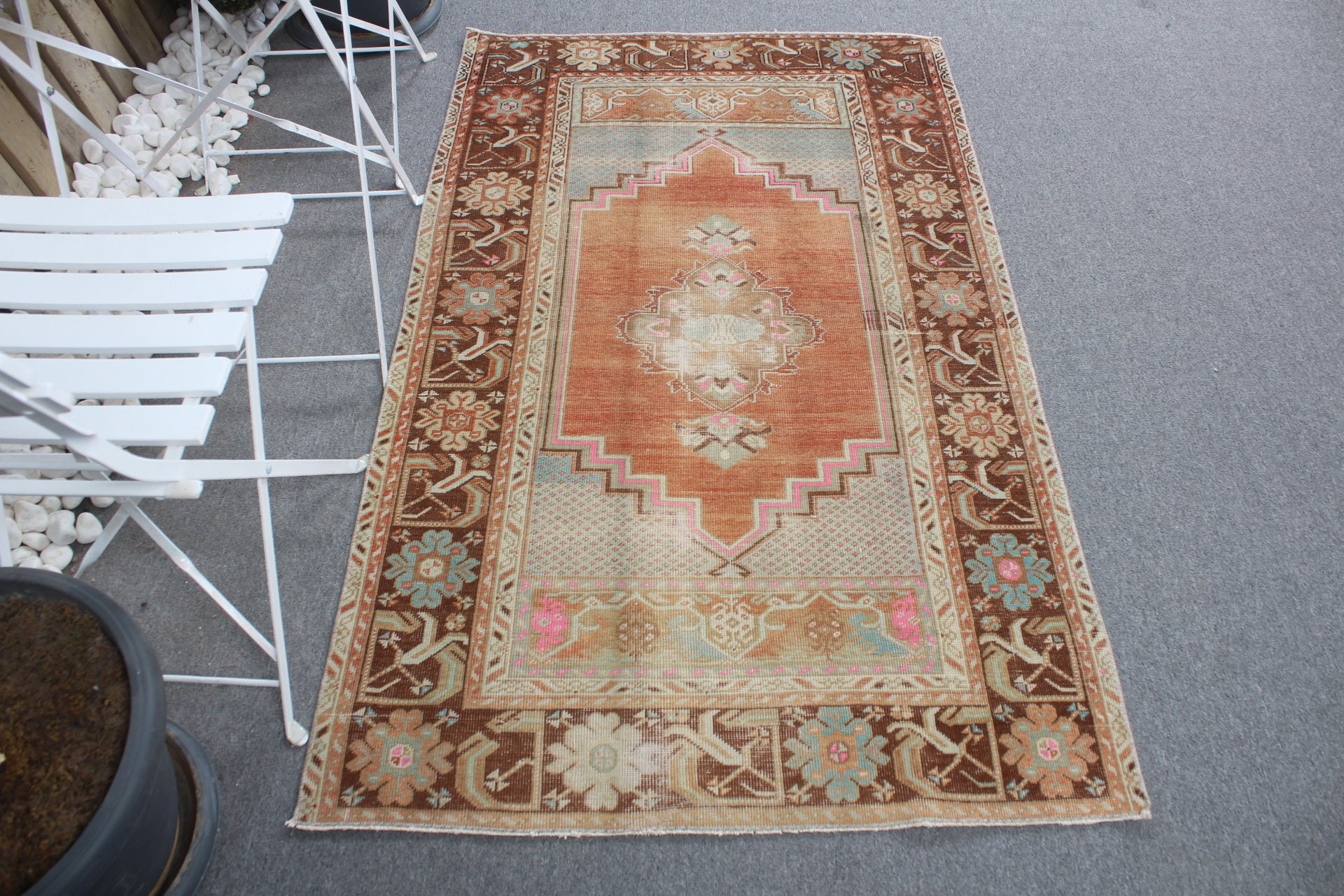 Entry Rug, Orange Antique Rug, Bedroom Rug, Kitchen Rugs, Turkish Rug, 3.2x5.3 ft Accent Rug, Vintage Rugs, Rugs for Entry, Nursery Rug