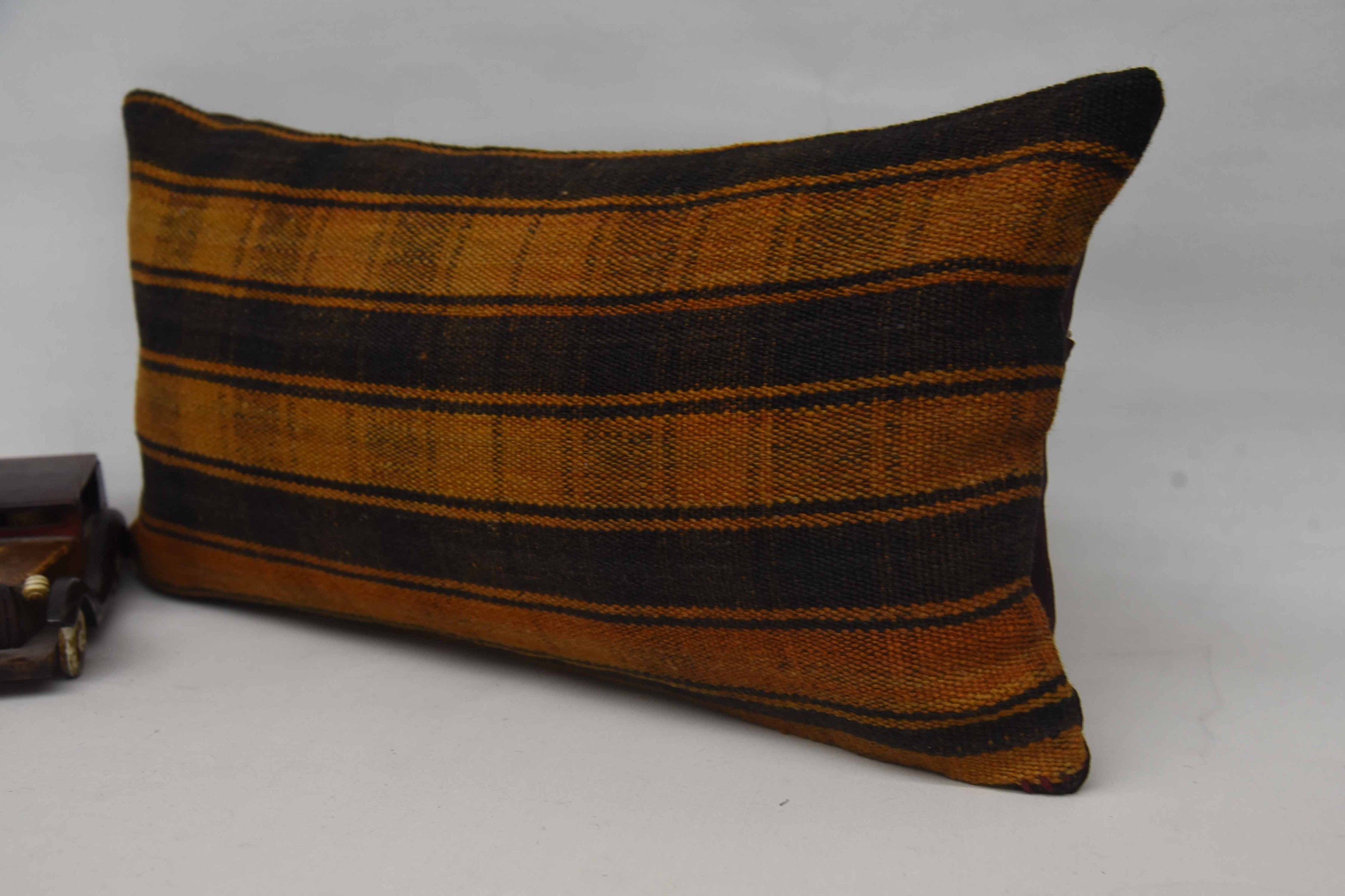 Bed Pillow Case, 12"x24" Orange Cushion Case, Antique Pillows, Handmade Pillow, Kilim Pillow Cover, Throw Kilim Pillow