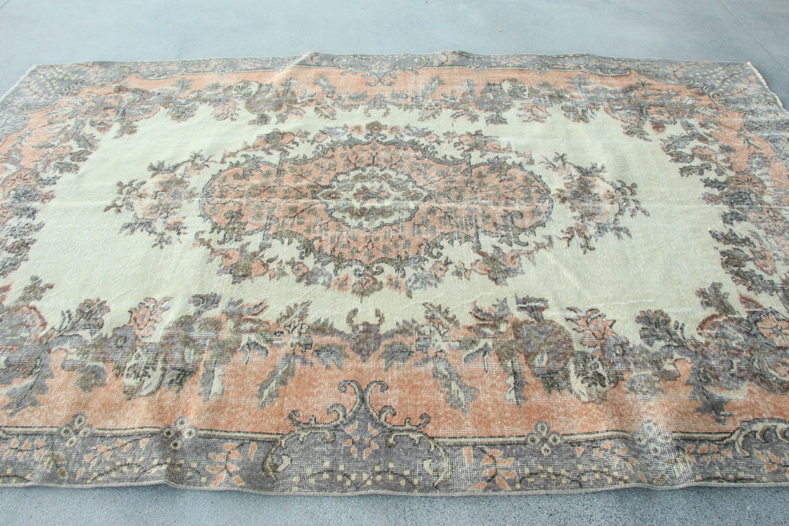 Turkish Rug, Floor Rug, Beige Antique Rug, 6.5x10.6 ft Large Rugs, Neutral Rug, Dining Room Rug, Bedroom Rugs, Vintage Rug