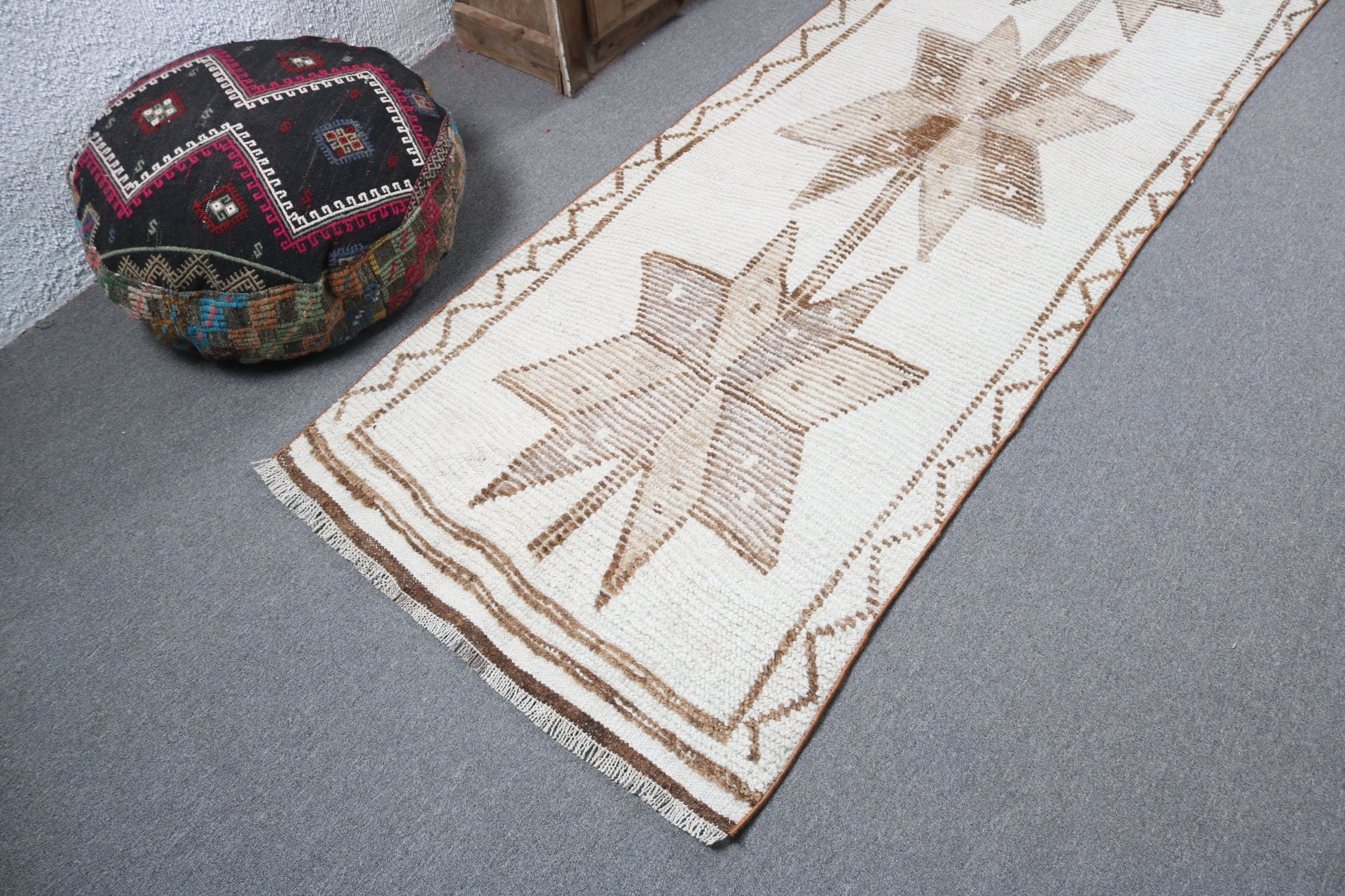 Flatweave Rugs, Turkish Rugs, Rugs for Corridor, Vintage Rugs, Anatolian Rugs, Long Runner Rugs, Beige Floor Rugs, 3x10.7 ft Runner Rugs