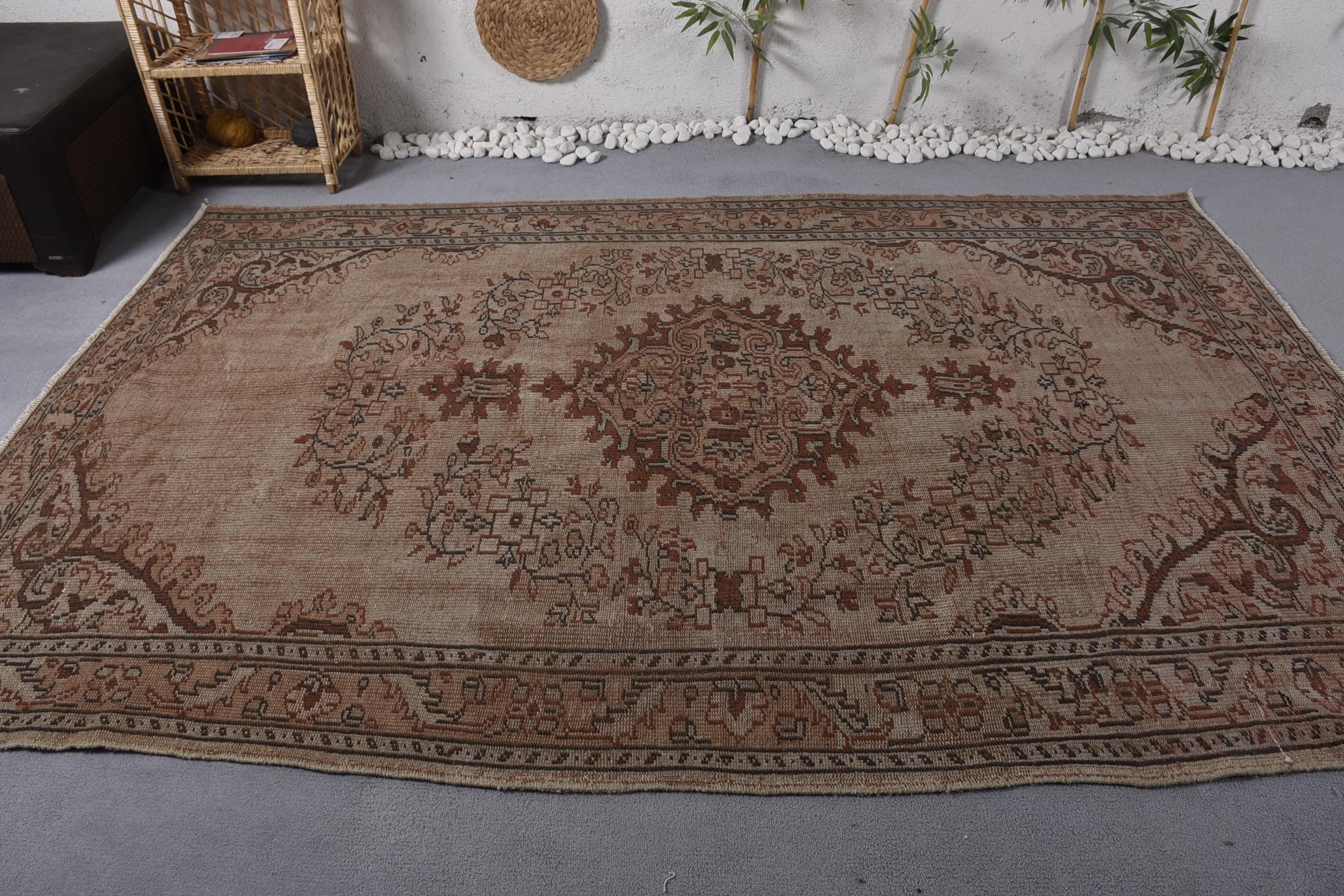 Vintage Rugs, Brown Modern Rug, Large Boho Rugs, 6.1x9.3 ft Large Rug, Antique Rug, Turkish Rug, Turkey Rugs, Bedroom Rug