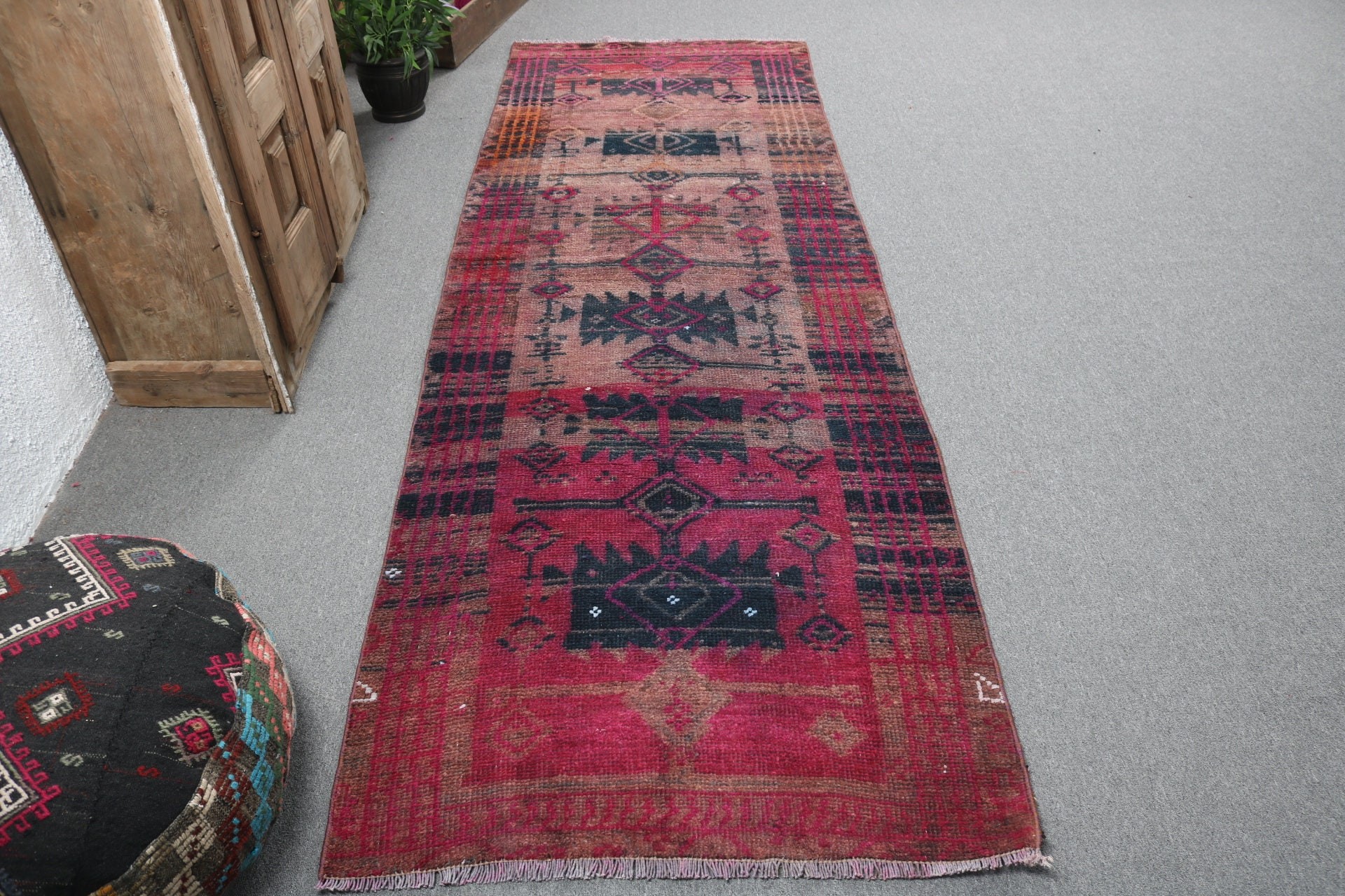 3.1x9.4 ft Runner Halıları, Beni Ourain Runner Halısı, Antika Halı, Mavi Yatak Odası Halıları, Vintage Halı, Uzun Yolluk Halısı, El Dokuma Halıları, Türk Halısı