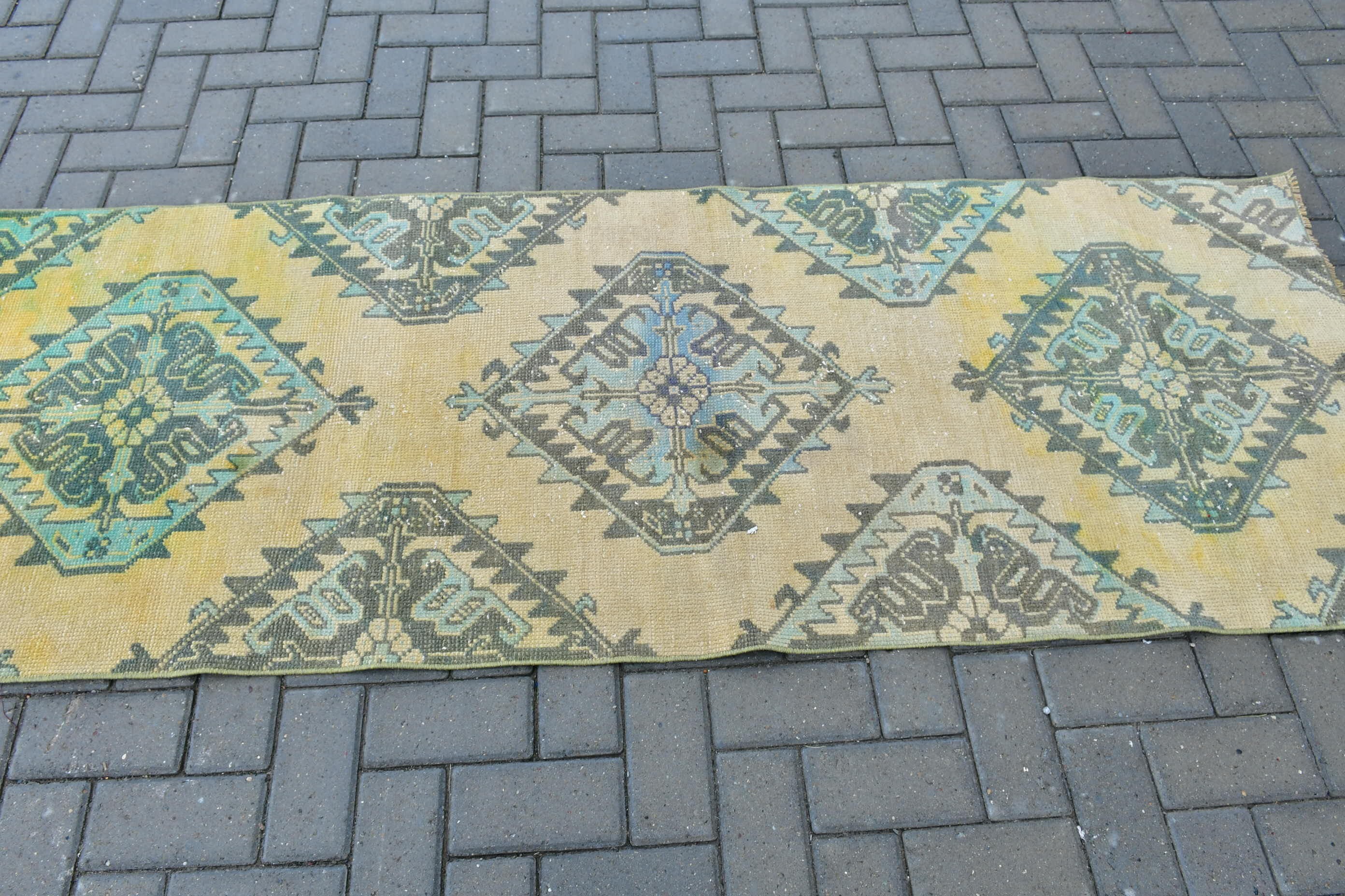 Turkish Rug, Rugs for Kitchen, Stair Rug, 2.6x7.2 ft Runner Rug, Corridor Rugs, Vintage Rug, Yellow Bedroom Rug, Wool Rugs, Home Decor Rug