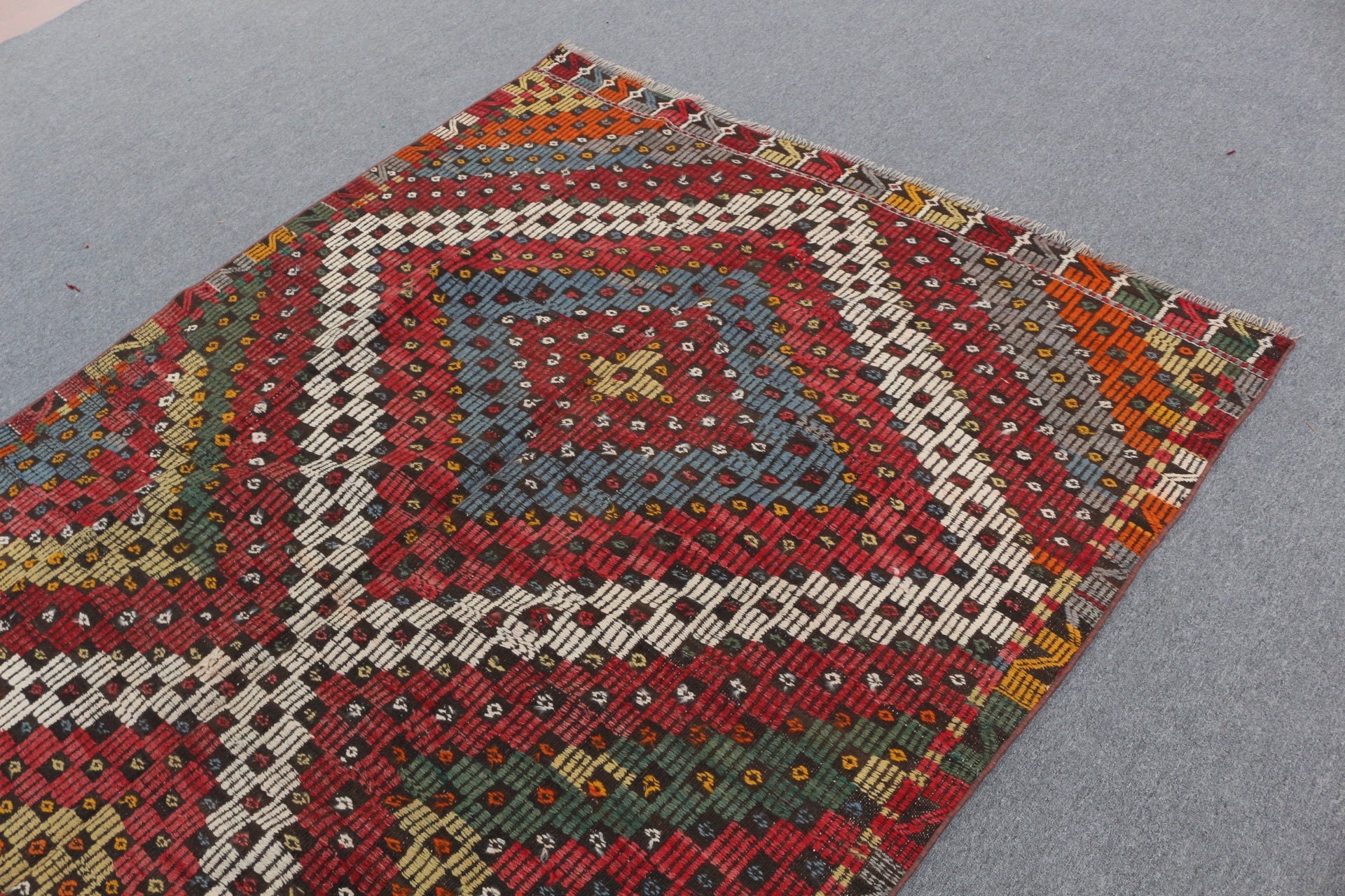 Yemek Odası Halısı, Kırmızı Anadolu Halısı, 5.3x9.3 ft Büyük Halı, Vintage Halı, Yatak Odası Halısı, Yün Halılar, Oushak Halısı, Kilim, Hindi Halısı, Türk Halısı