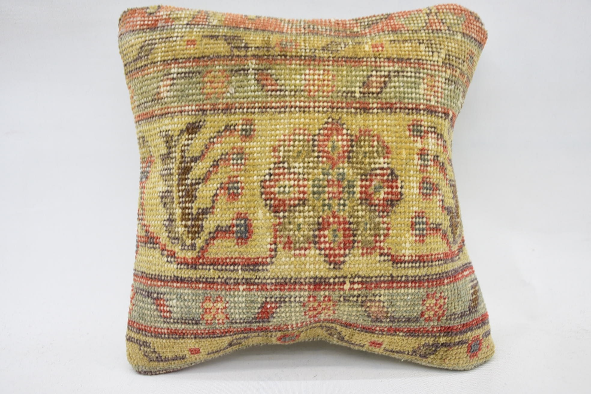 Home Decor Pillow, Natural Pillow Case, Aesthetic Pillow Case, Handmade Kilim Cushion, Kilim Pillow Cover, 12"x12" Yellow Pillow Cover