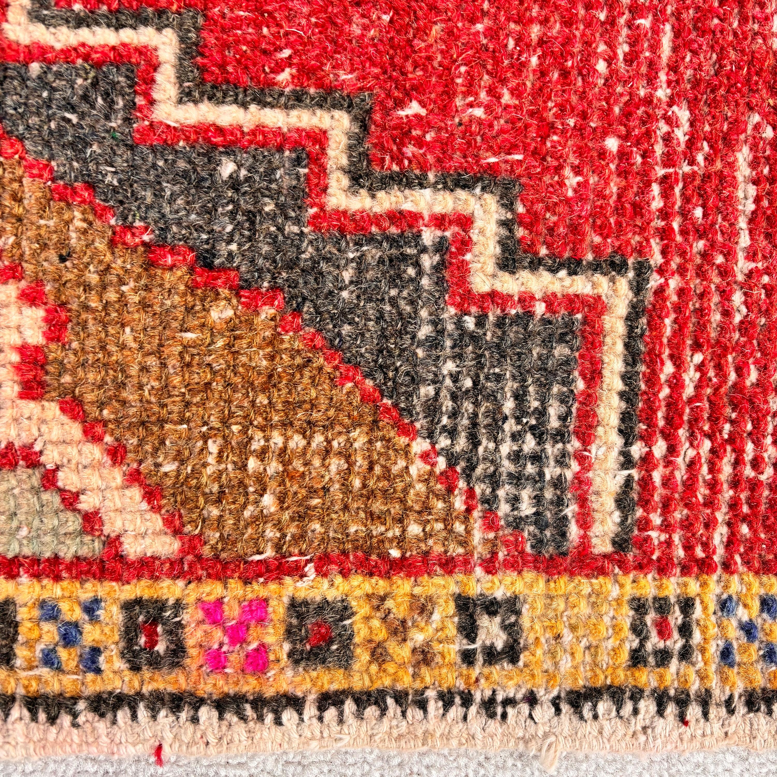 Modern Rug, Small Area Rugs, Kitchen Rug, 1.5x3 ft Small Rugs, Turkish Rugs, Rugs for Bath, Red Wool Rug, Entry Rug, Vintage Rugs