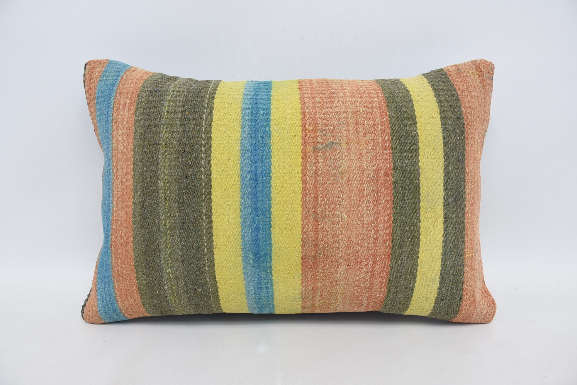 16"x24" Yellow Pillow Sham, Retro Pillow Sham, Handmade Rug Seat Pillow, Turkish Pillow, Interior Designer Pillow, Kilim Cushion Sham