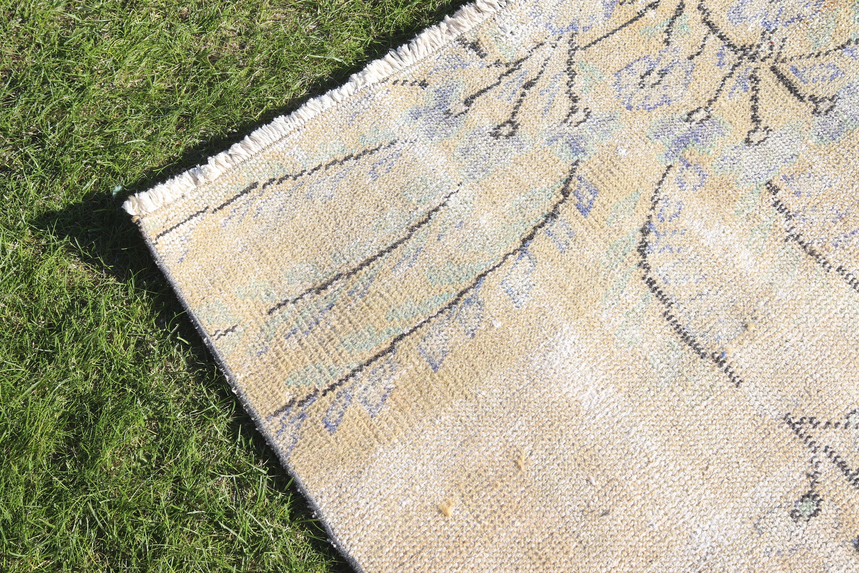 Vintage Rugs, Decorative Rugs, Turkish Rugs, Modern Rug, Beige Floor Rug, Cool Rug, Rugs for Decorative, Organic Rug, 2.7x5.6 ft Accent Rug