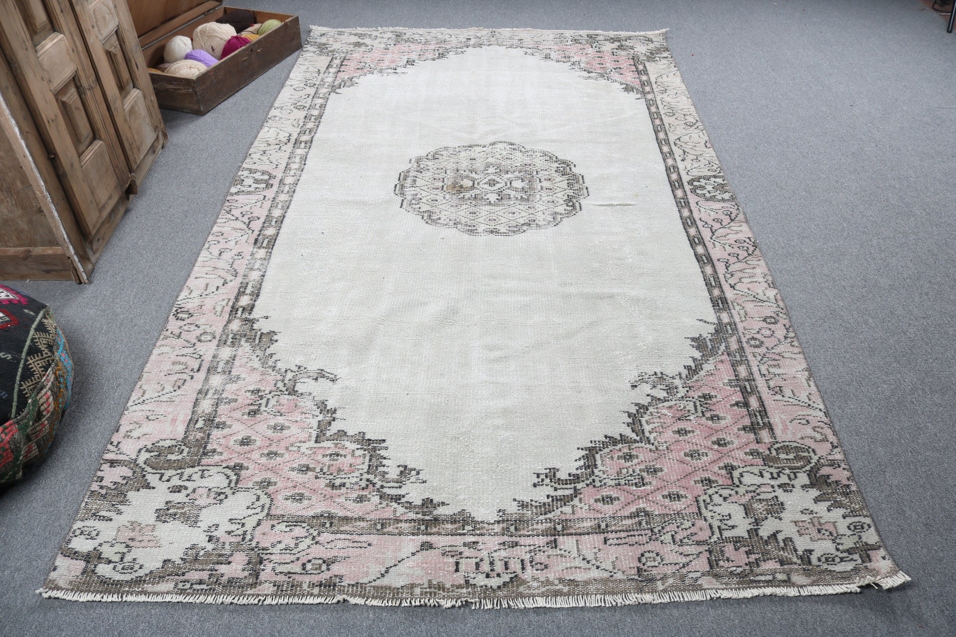 Modern Halılar, Büyük Oushak Halıları, 5,4x9,4 ft Büyük Halı, Vintage Halılar, Nötr Halı, Yeşil Oryantal Halılar, Bohem Halısı, Türk Halısı, Salon Halıları