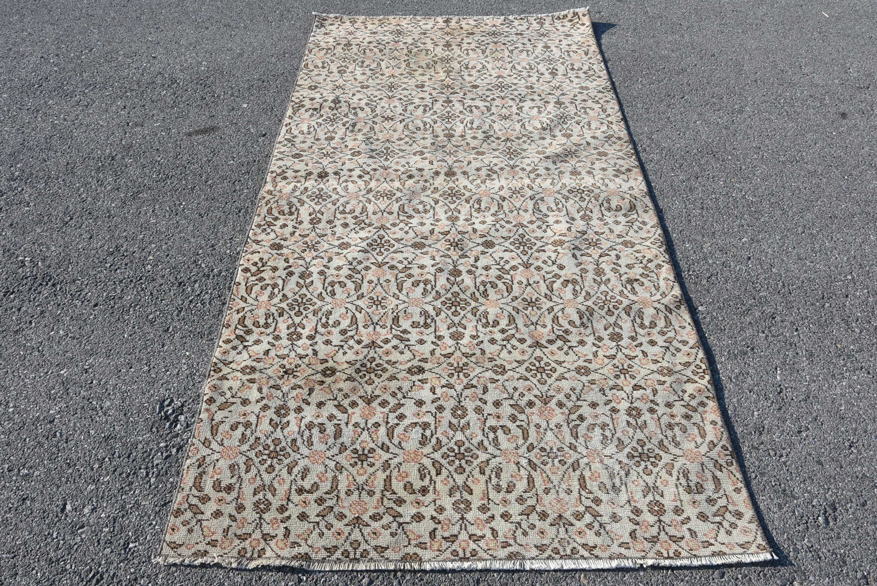 Bedroom Rugs, Turkish Rug, Vintage Rug, 3.7x7.4 ft Area Rug, Brown Floor Rugs, Nursery Rugs, Rugs for Bedroom, Vintage Decor Rug, Wool Rug