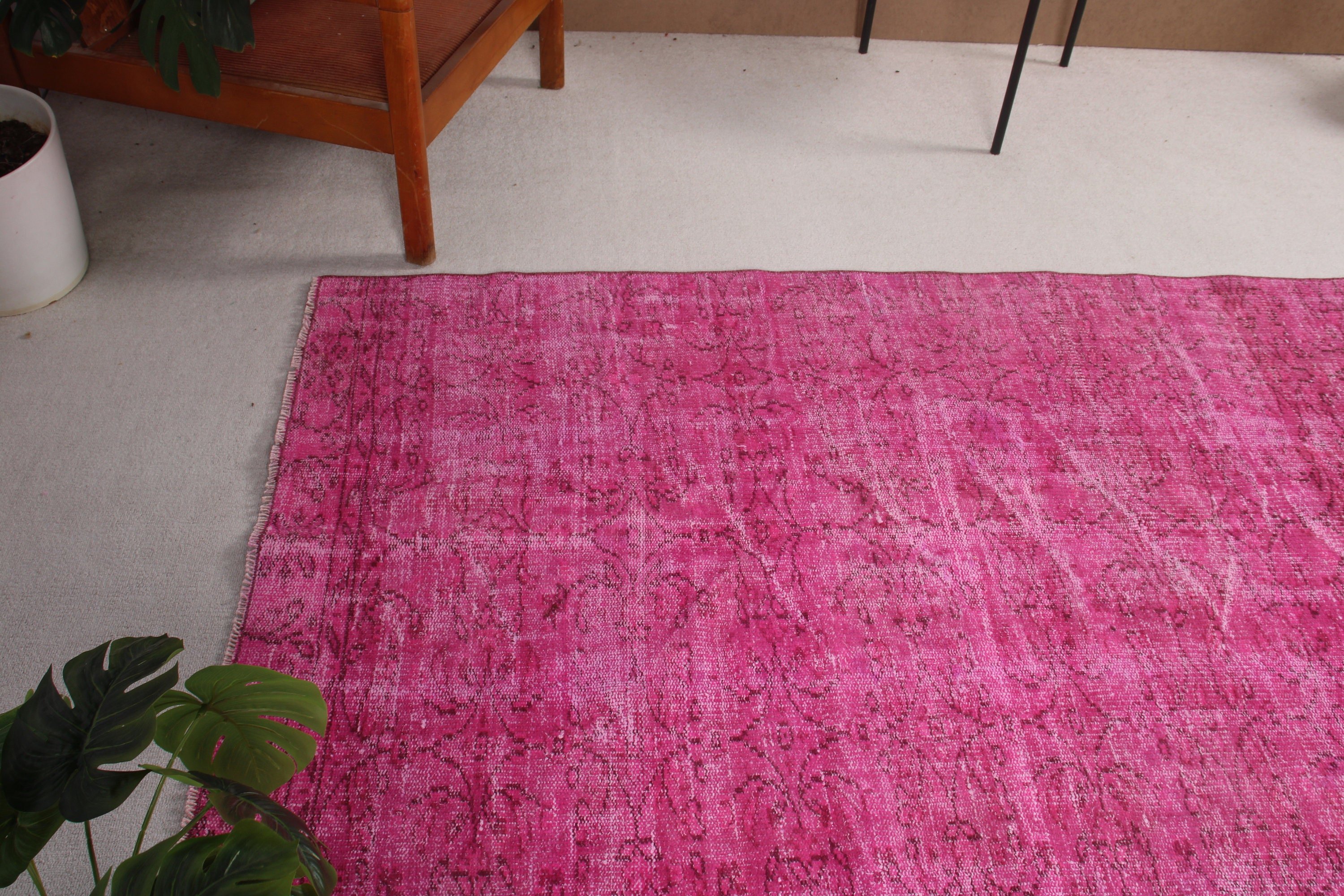 Handwoven Rugs, Pink Modern Rugs, Turkish Rug, Vintage Rugs, 3.8x8.1 ft Area Rug, Oushak Area Rug, Cool Rug, Statement Rugs, Bedroom Rugs