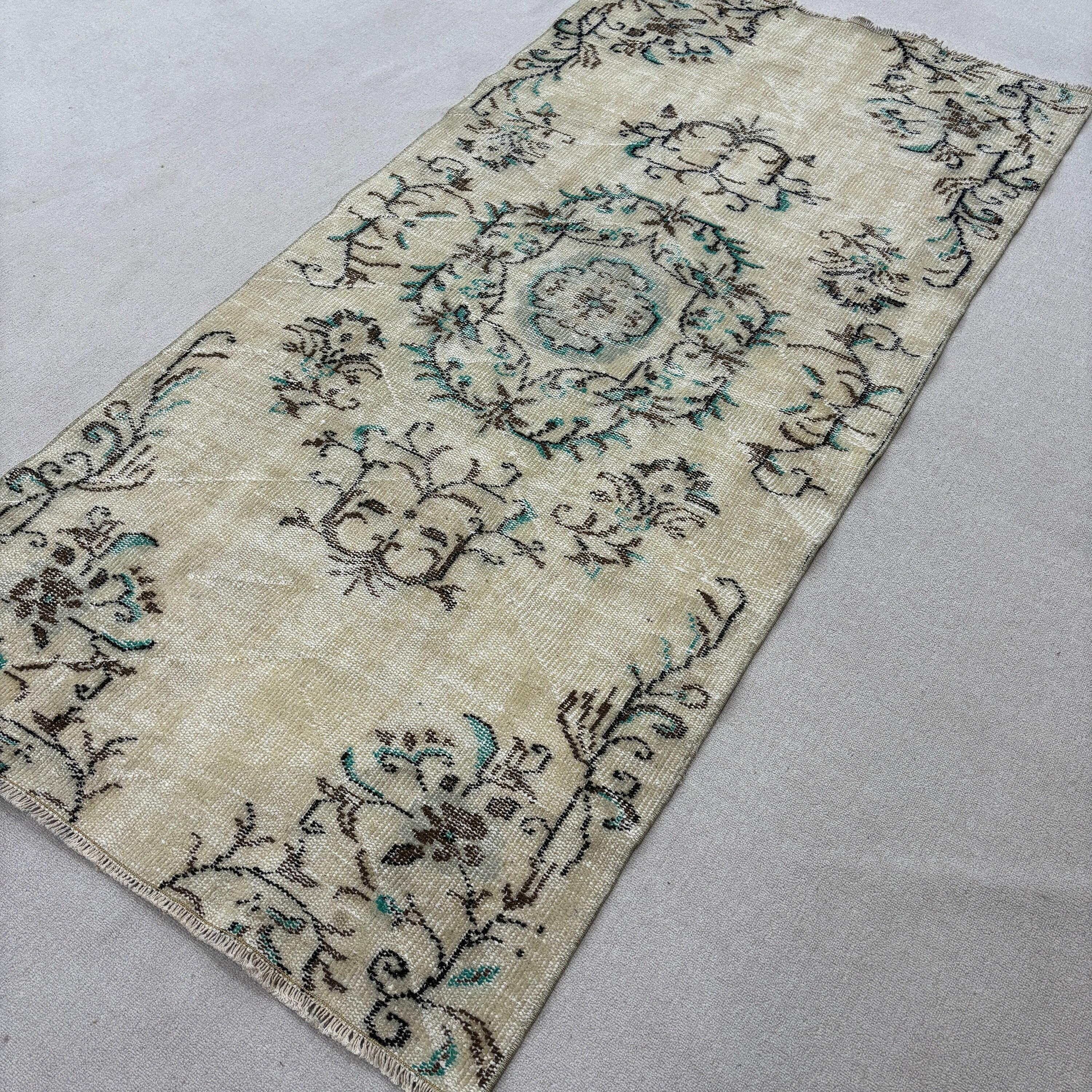 Kitchen Rug, Handwoven Rugs, 3.9x7.9 ft Area Rug, Living Room Rugs, Turkish Rug, Oushak Area Rugs, Vintage Rug, Beige Neutral Rug, Boho Rug