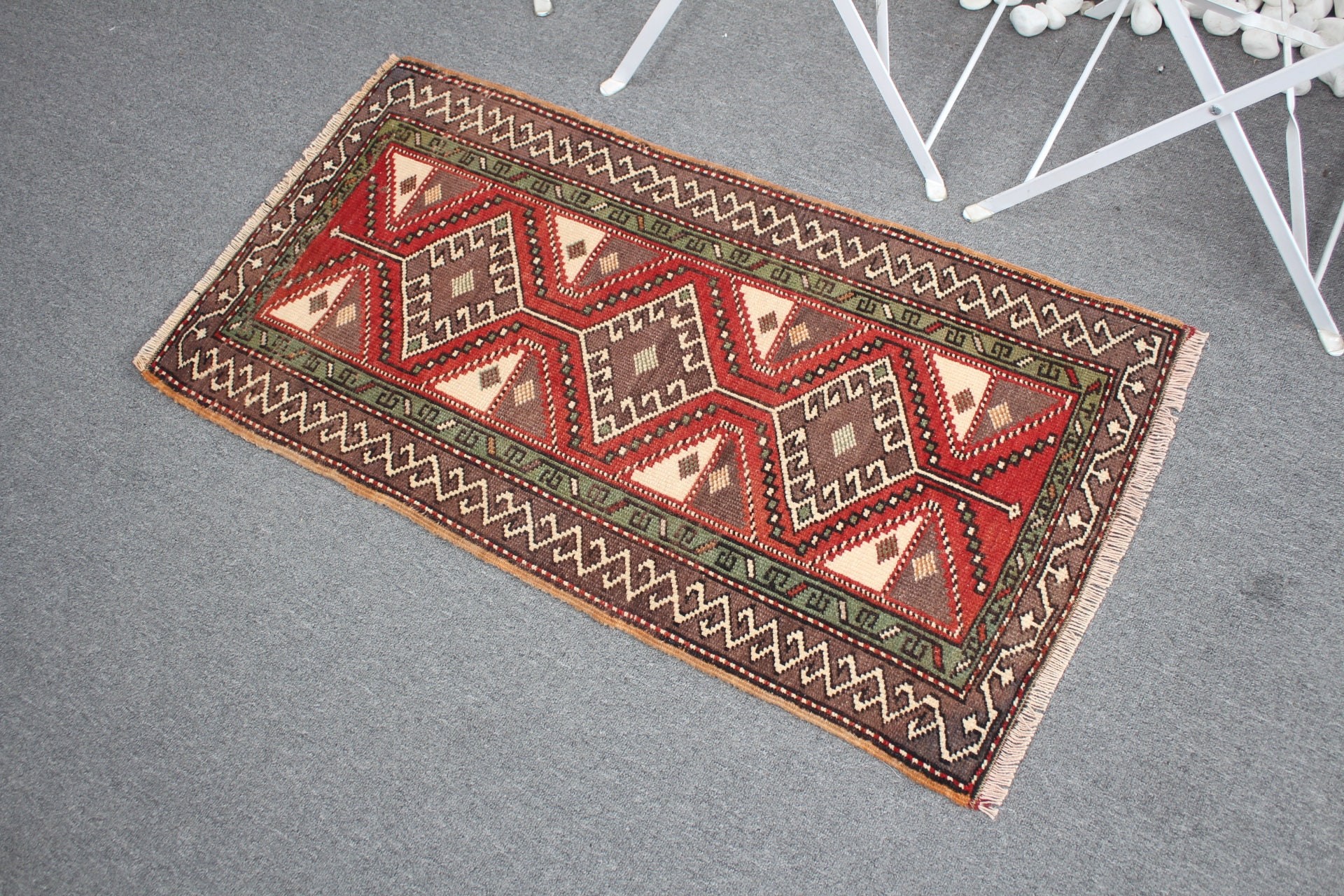 Turkish Rugs, Vintage Rug, Bath Rug, Brown Home Decor Rugs, 1.9x3.4 ft Small Rug, Rugs for Nursery, Bedroom Rugs, Antique Rug, Entry Rug