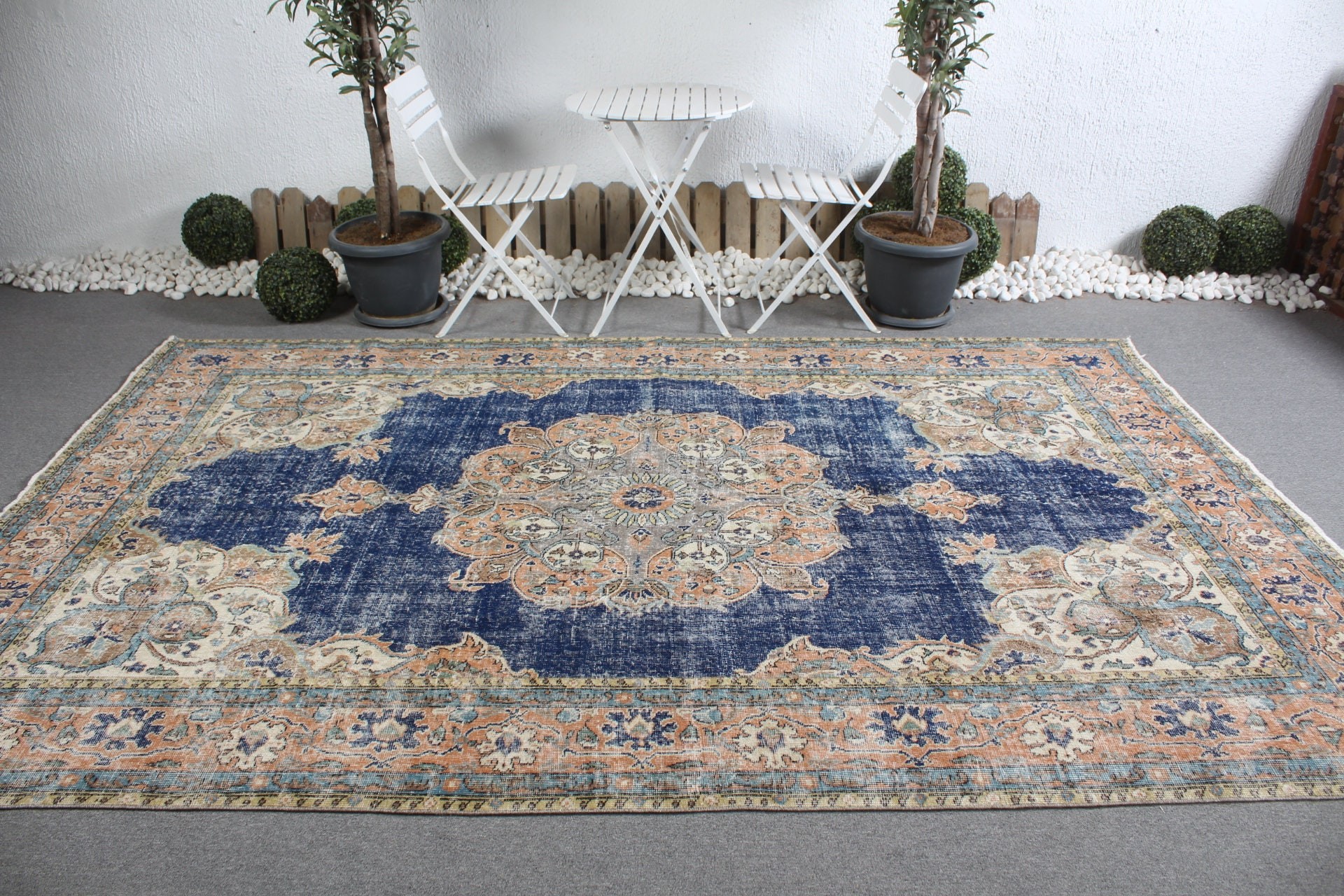 Living Room Rugs, Turkish Rug, Saloon Rugs, Blue Cool Rug, 6.9x10.4 ft Oversize Rug, Vintage Rug, Antique Rug, Cool Rug, Aztec Rugs