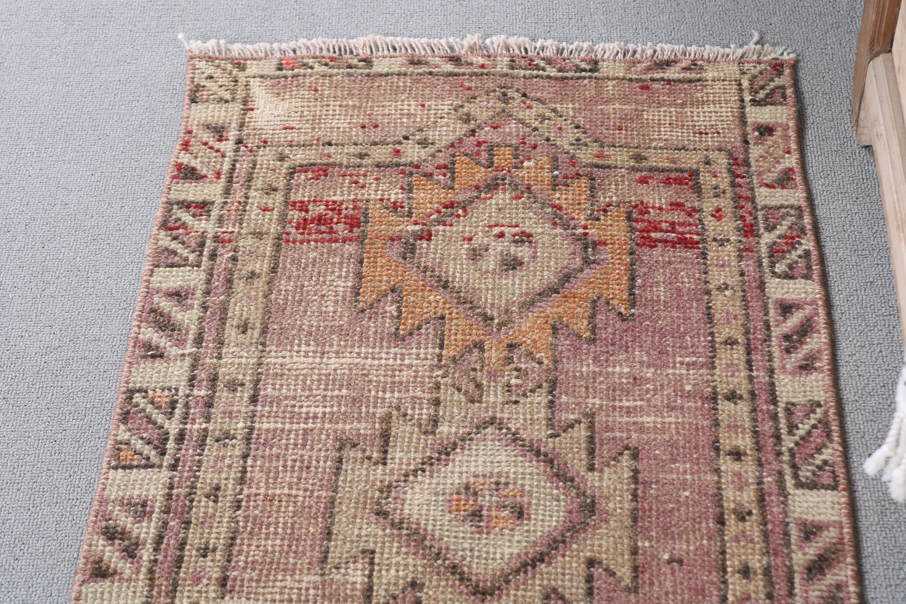 1.6x3 ft Küçük Halı, Mor Yün Halı, Yatak Odası Halısı, Paspas Halısı, Vintage Halılar, Türk Halısı, Banyo Halıları, Soyut Halı, Banyo Halıları, Yün Halı