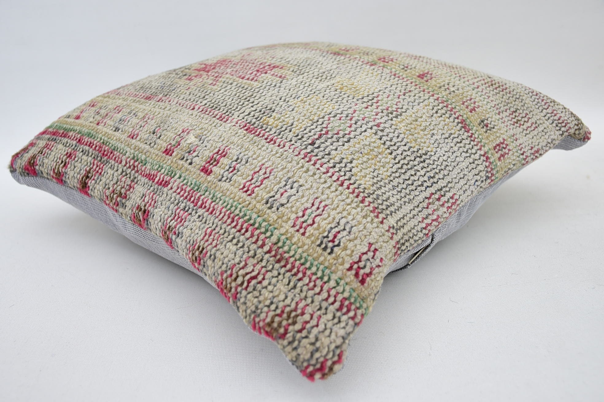 14"x14" Beige Pillow Case, Vintage Kilim Throw Pillow, Throw Kilim Pillow, Interior Designer Pillow, Decorative Bolster Pillow Case