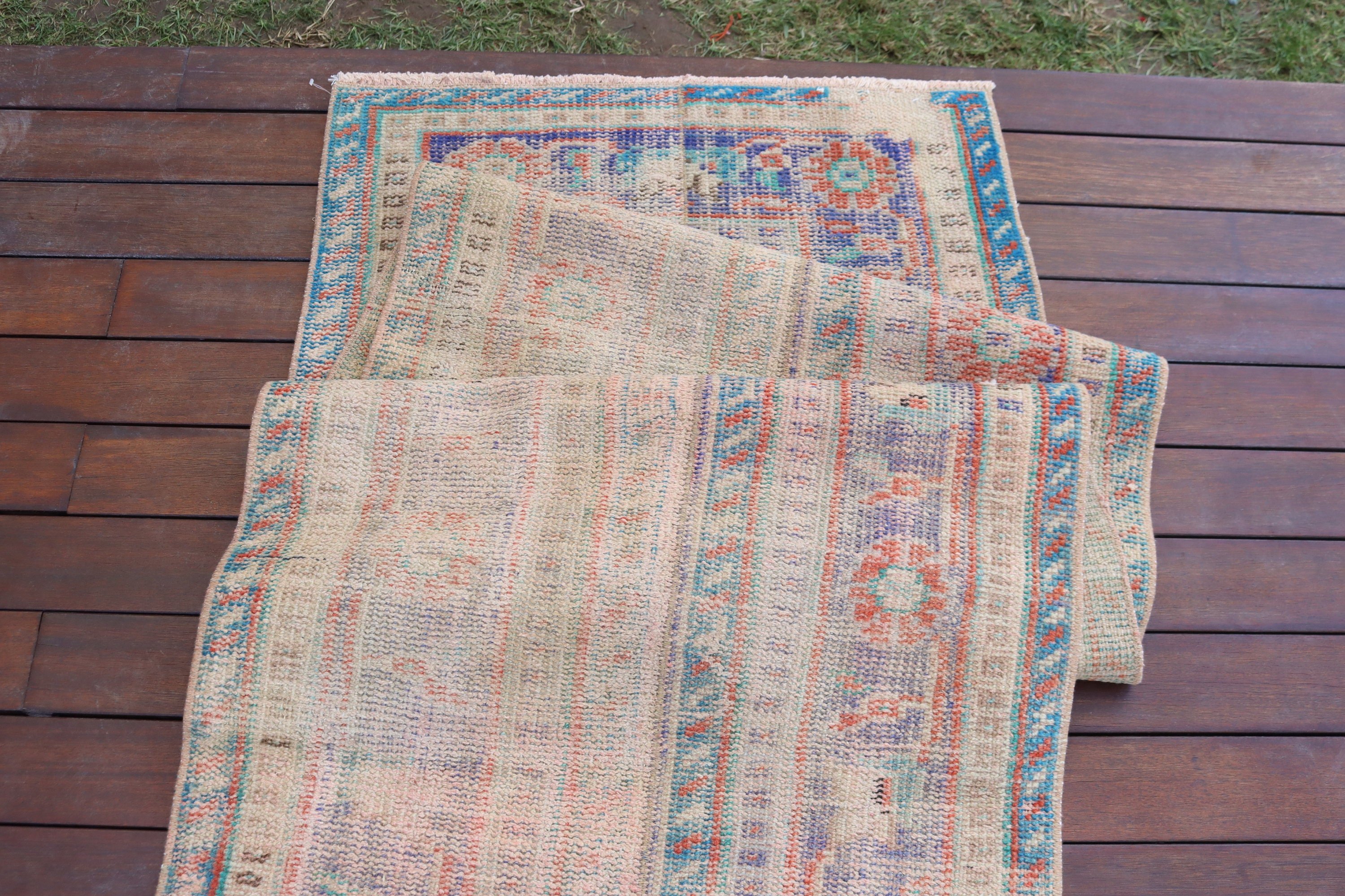 Oushak Halısı, Türk Halıları, Beni Ourain Koşucu Halıları, Fas Halıları, Vintage Halı, Bej Oushak Halıları, Koridor Halısı, 2.4x8.5 ft Runner Halıları