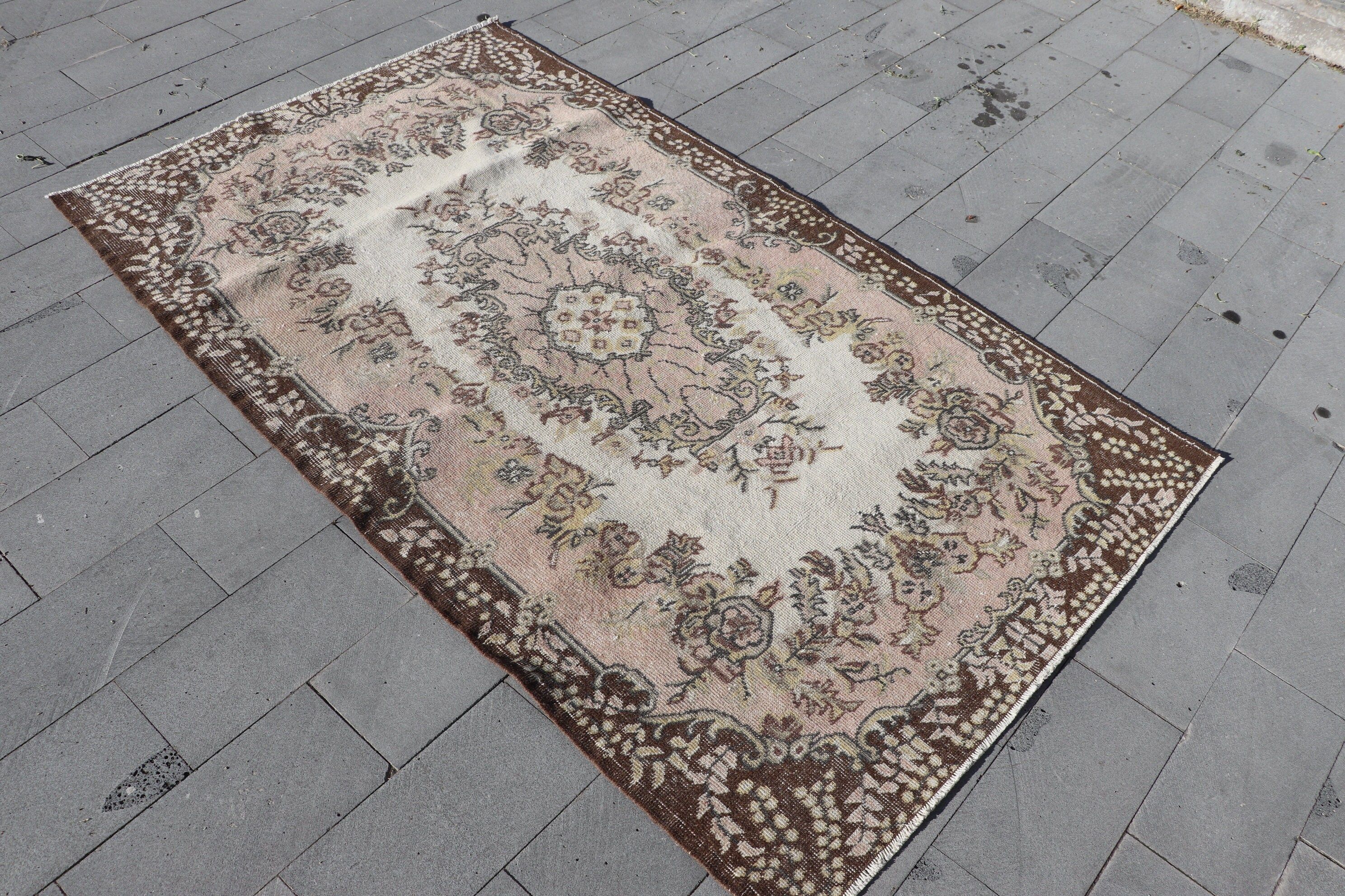 Vintage Halı, Kahverengi Ev Dekorasyonu Halısı, Ev Dekorasyonu Halısı, Yatak Odası Halısı, 4x6.9 ft Alan Halıları, İç Mekan Halıları, Yer Halıları, Türk Halıları, Antika Halı