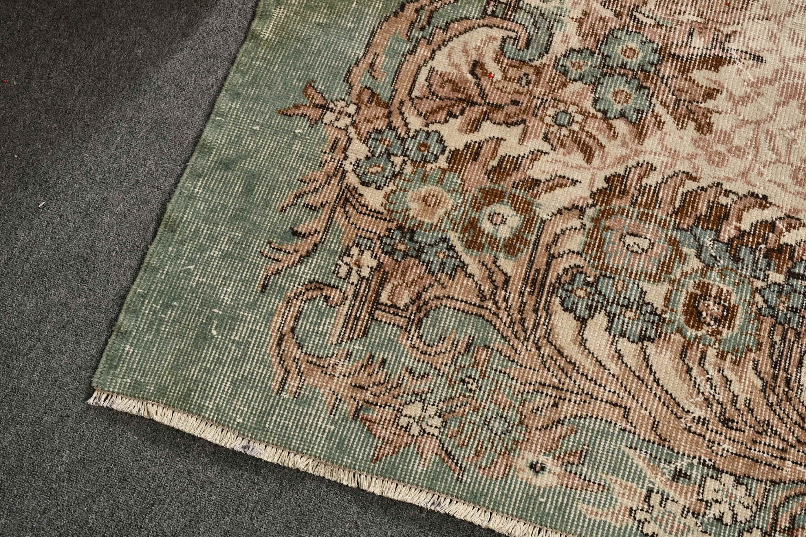 Vintage Rug, Custom Rug, Turkish Rug, Living Room Rugs, 6x9.2 ft Large Rug, Green Wool Rugs, Moroccan Rug, Dining Room Rug