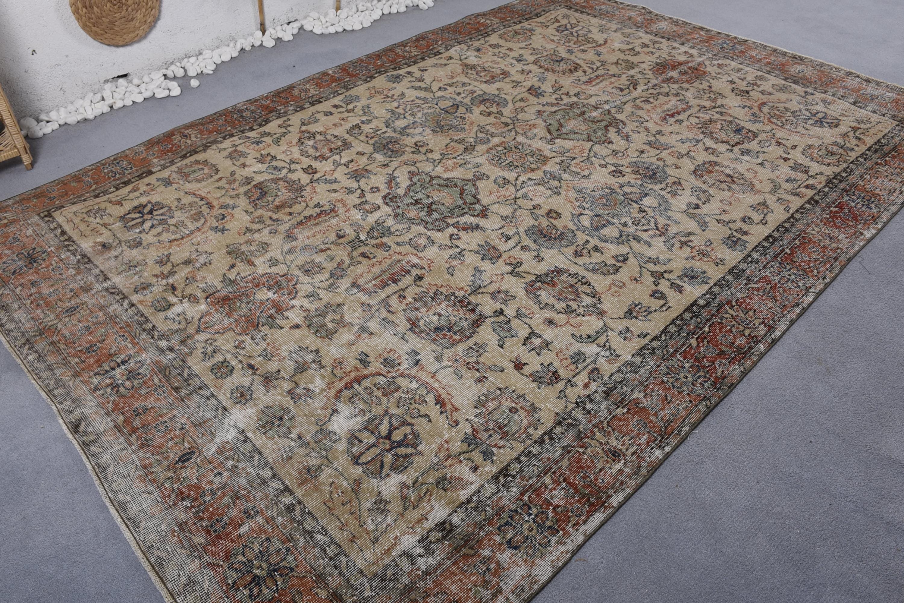 Oversize Turkish Rugs, 7.1x10.6 ft Oversize Rugs, Beige Kitchen Rugs, Turkish Rugs, Vintage Rugs, Salon Rugs, Moroccan Rugs, Antique Rugs