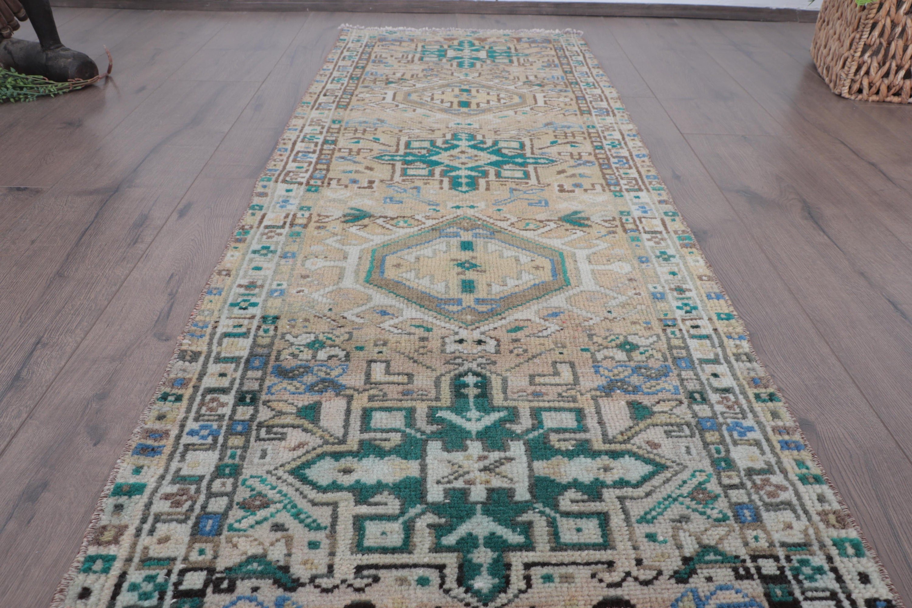 Vintage Halı, Koridor Halıları, Merdiven Halıları, Açıklama Halıları, Türk Halıları, El Dokuma Halı, Yeşil 1.9x5.2 ft Runner Halı, Organik Halı