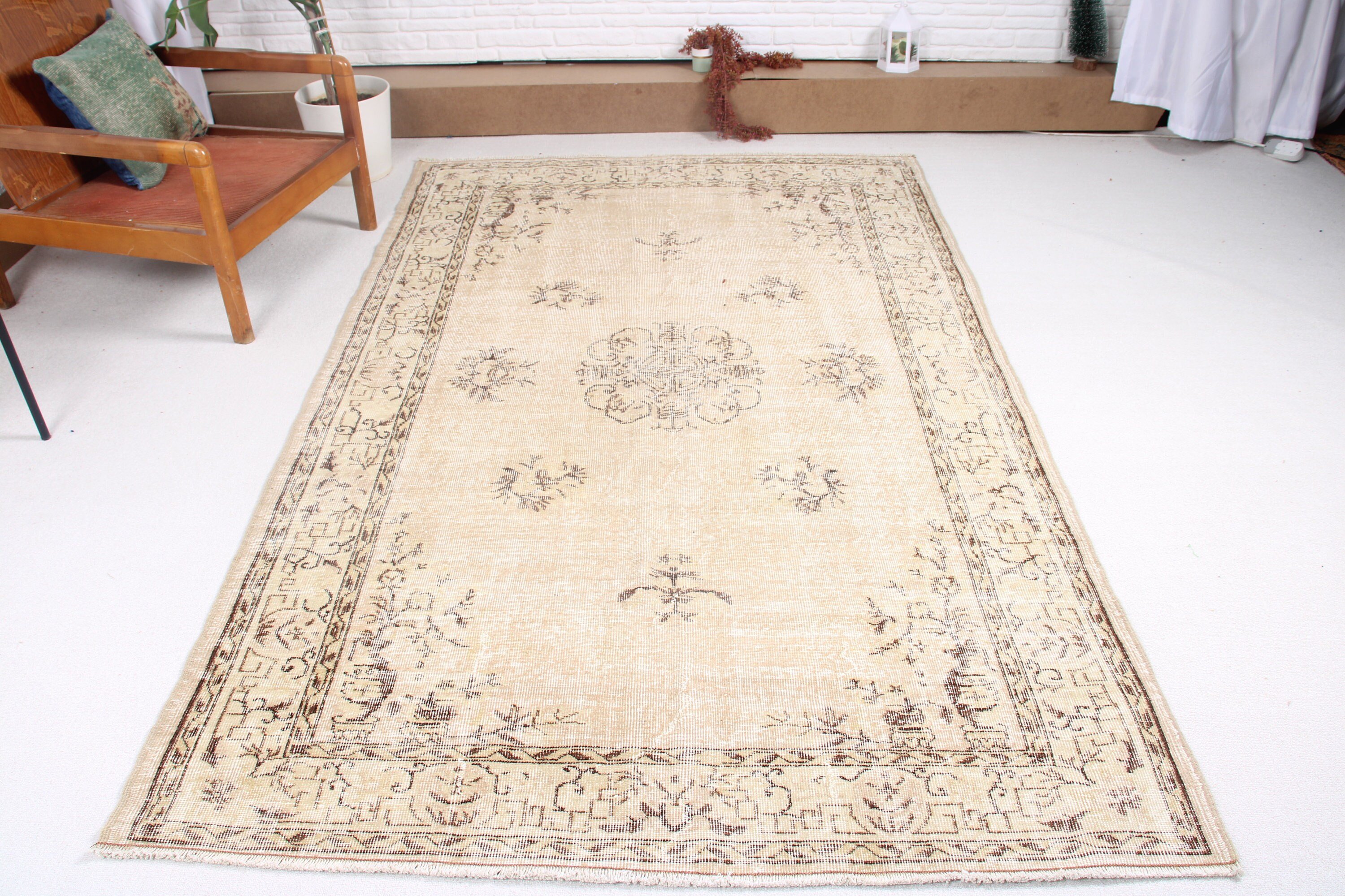 Salon Rug, Beige Moroccan Rugs, Dining Room Rugs, Ethnic Rugs, Moroccan Rugs, 5.2x8.2 ft Large Rugs, Oushak Rugs, Turkish Rugs, Vintage Rug