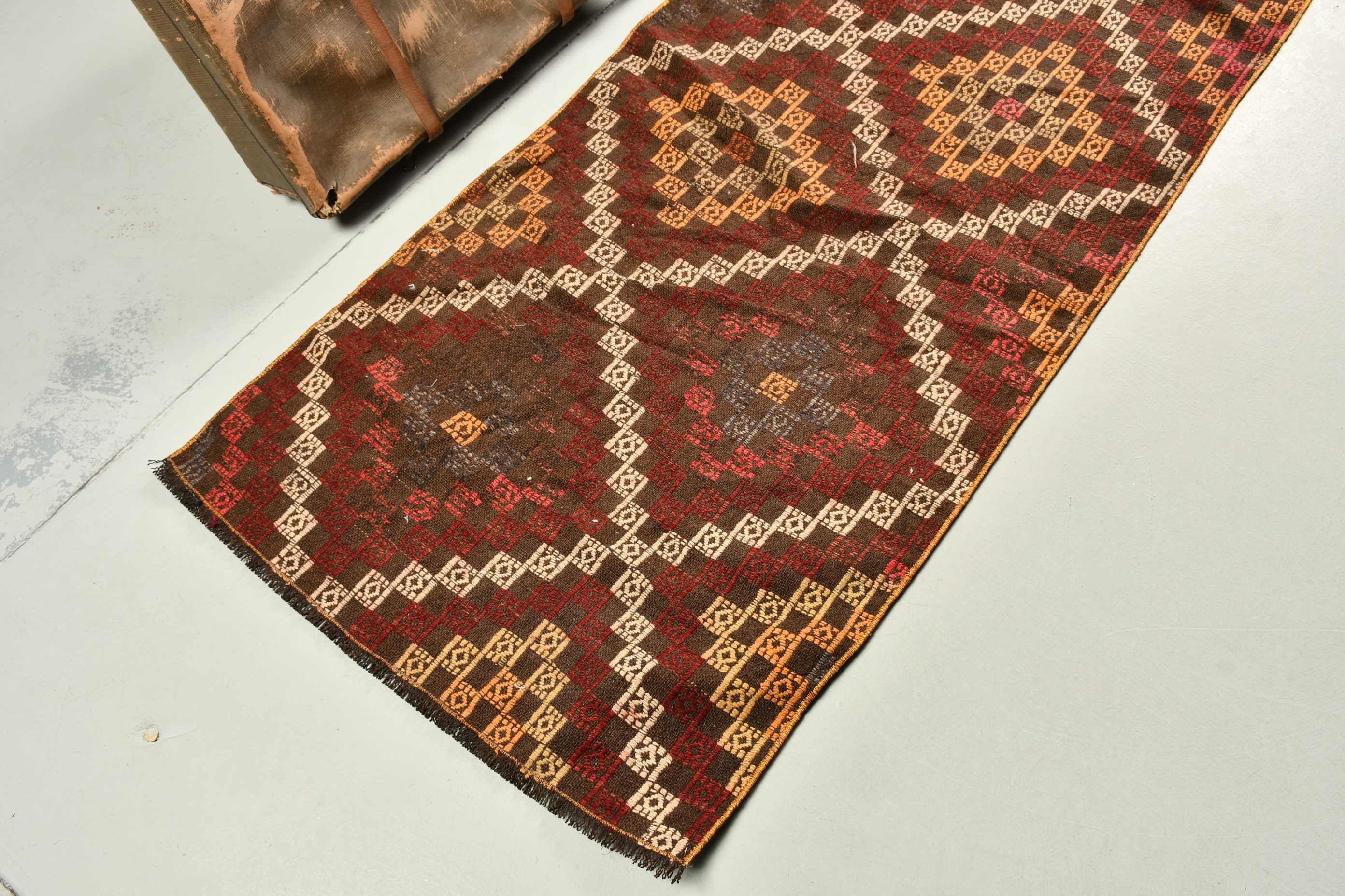 Turkish Rug, Brown Home Decor Rugs, Kilim, Old Rugs, Moroccan Rug, Floor Rug, Corridor Rug, 2.6x9.4 ft Runner Rug, Hallway Rug, Vintage Rug